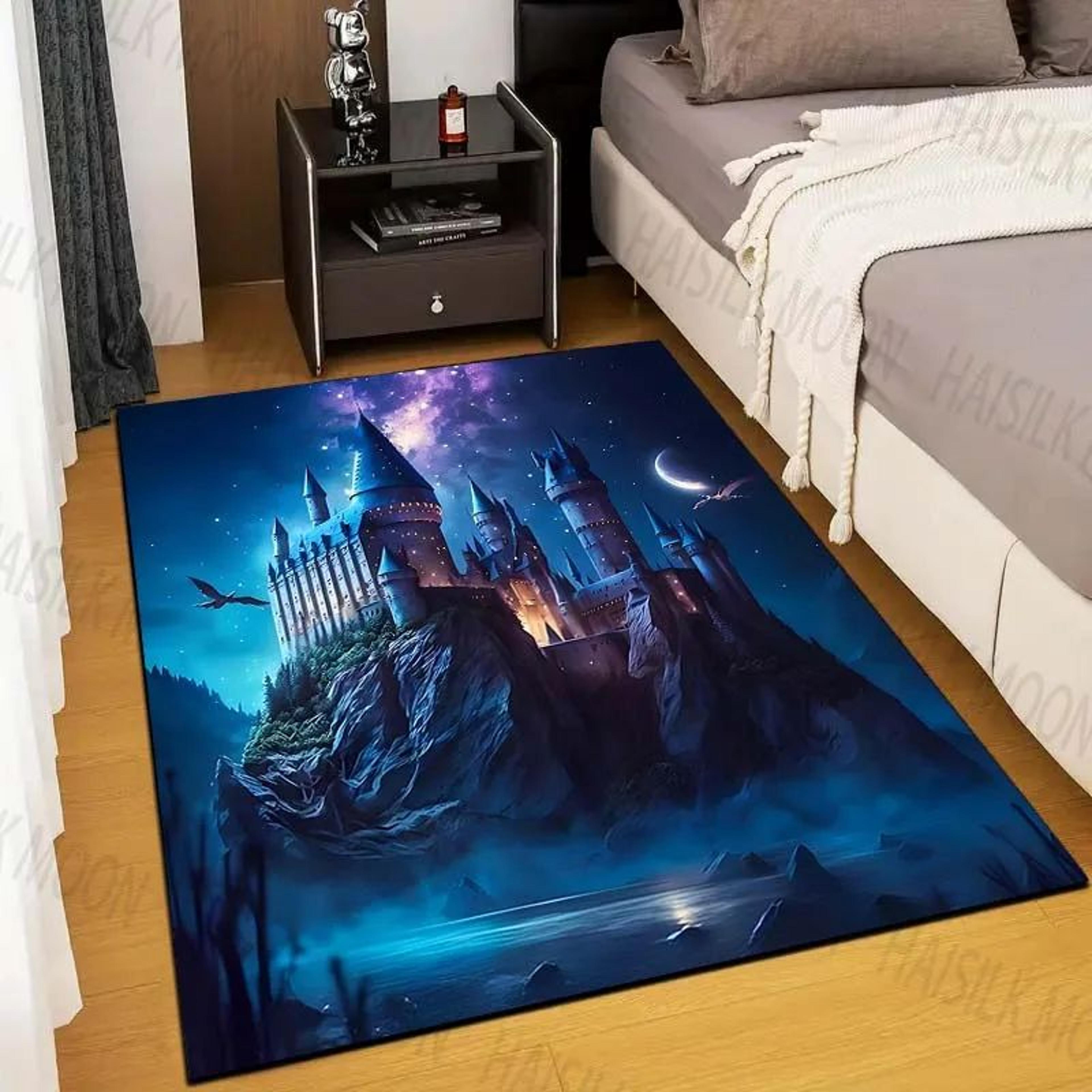 magic castle fantasy rug – non-slip soft carpet for kids bedroom & living room decor