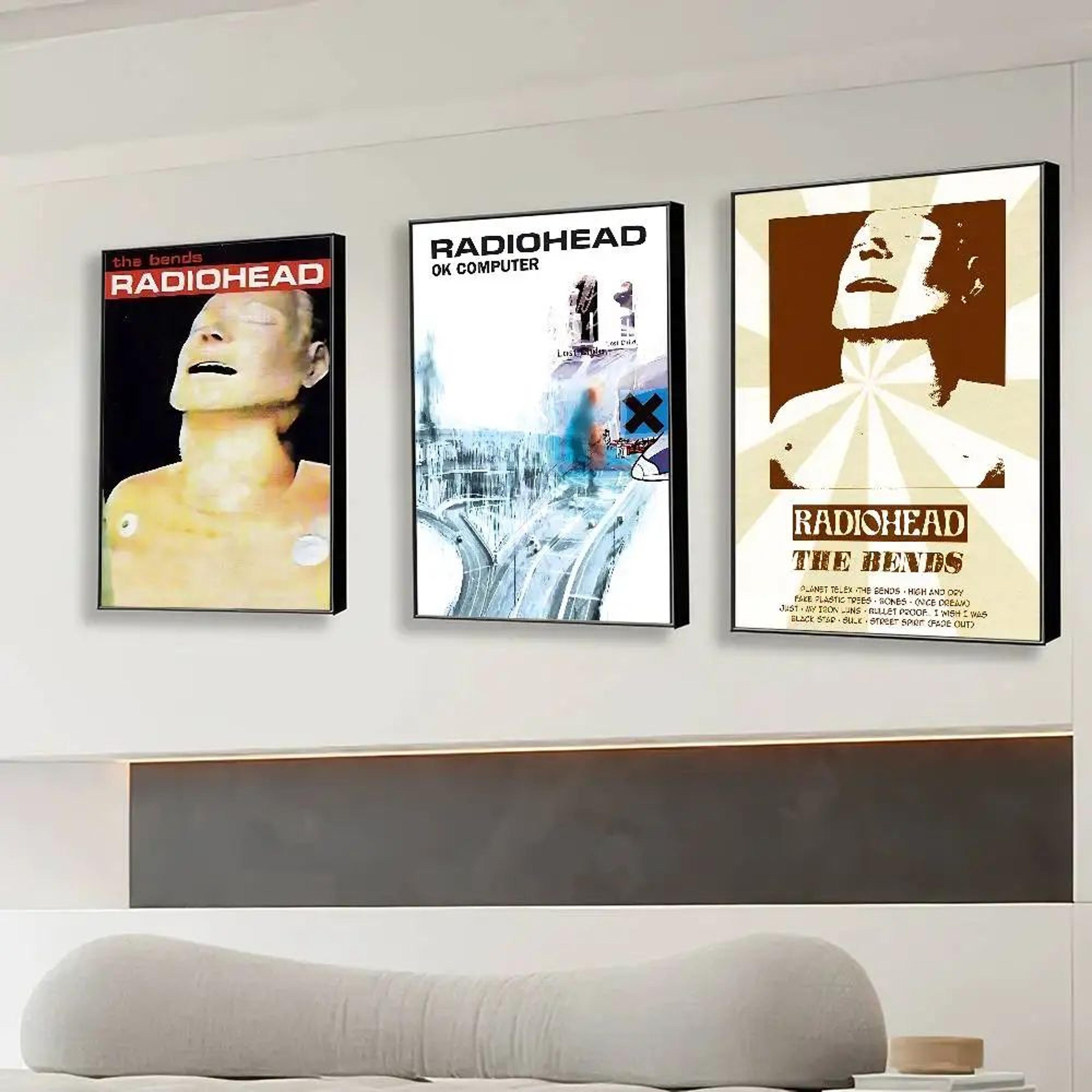 vintage radiohead poster wall art – retro rock band hd print for home & bar decor