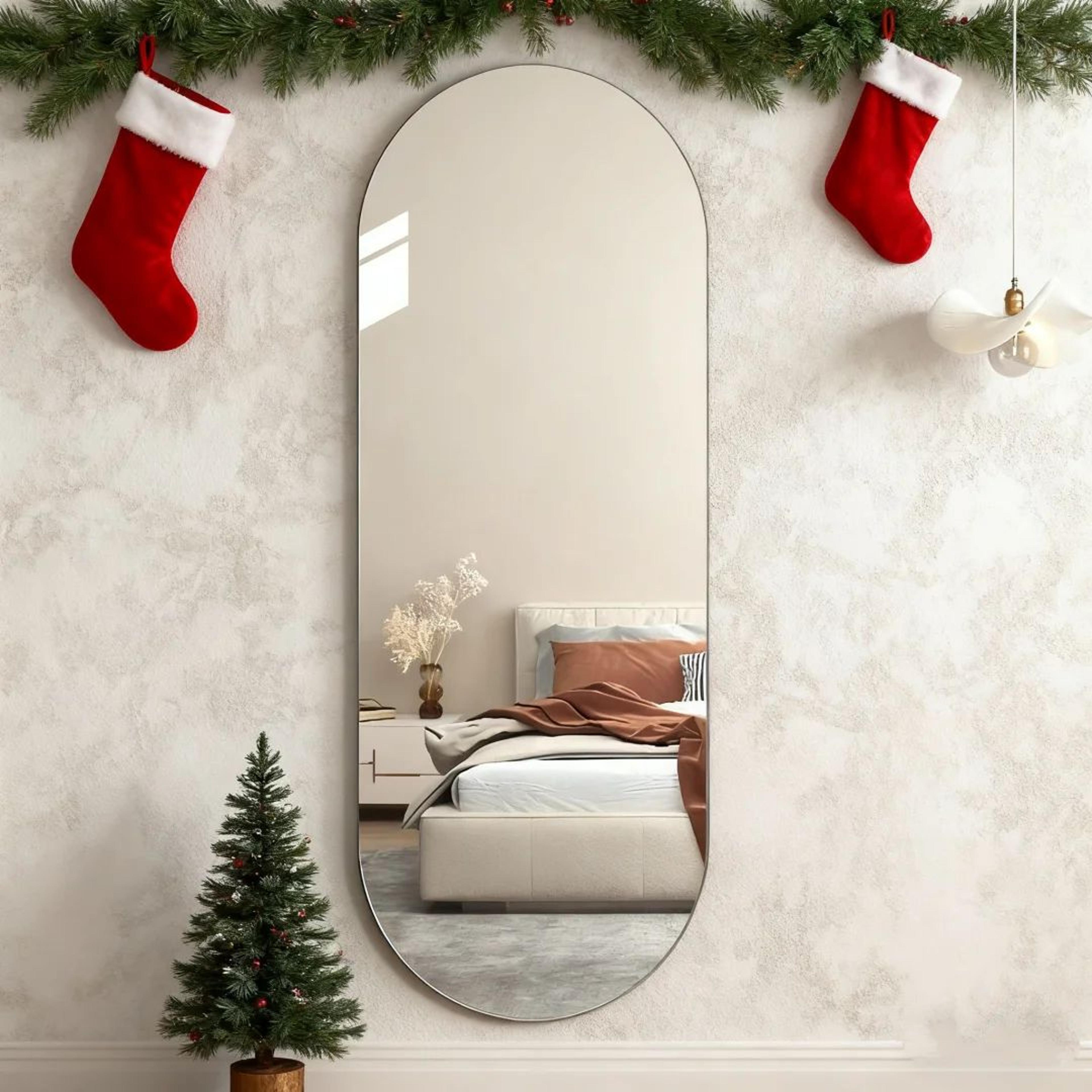 acrylic arched full-length mirror wall sticker – self-adhesive lightweight arch mirror panel