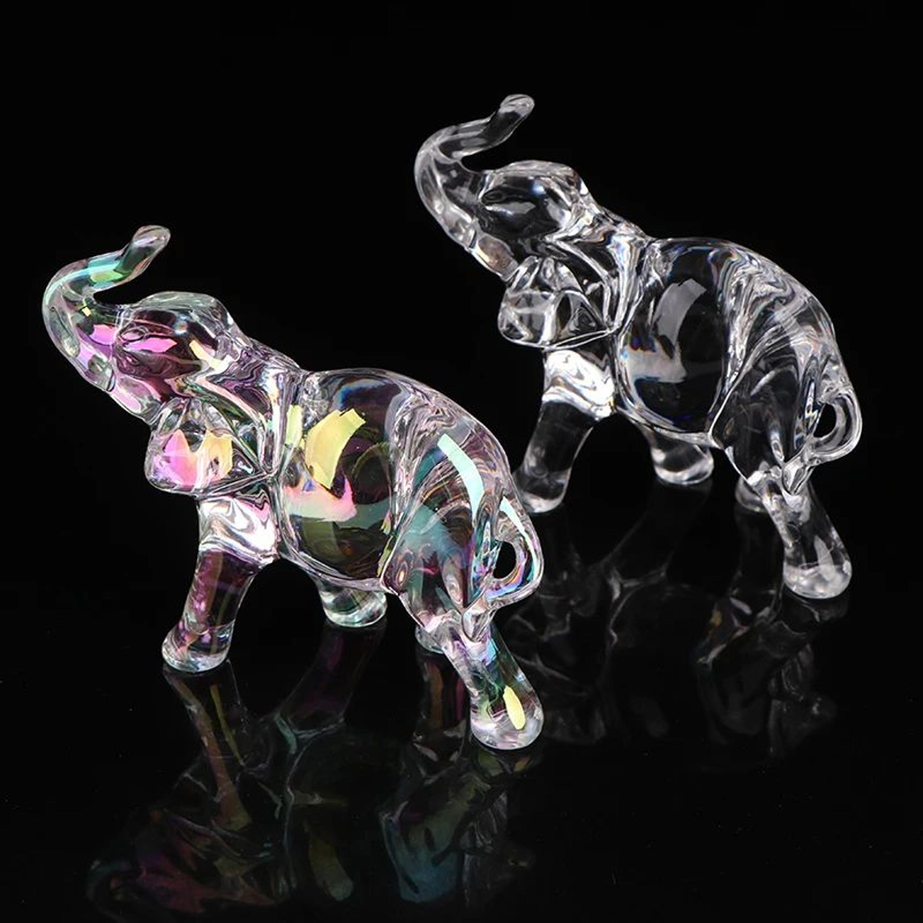 crystal charm baby elephant figurine – cute acrylic mini statue for desk & home decor