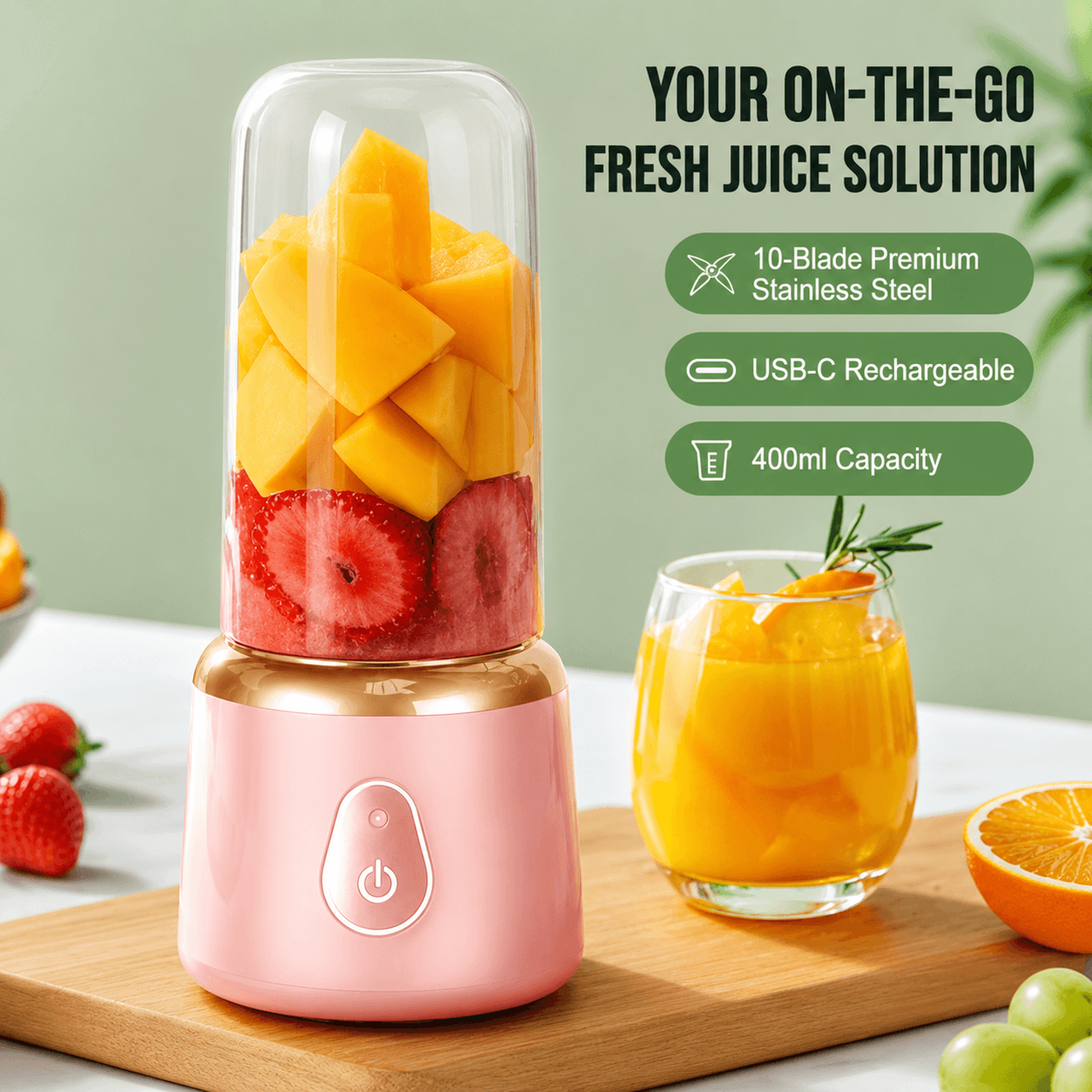 portable smoothie blender – usb rechargeable electric juicer cup for fruit & citrus drinks