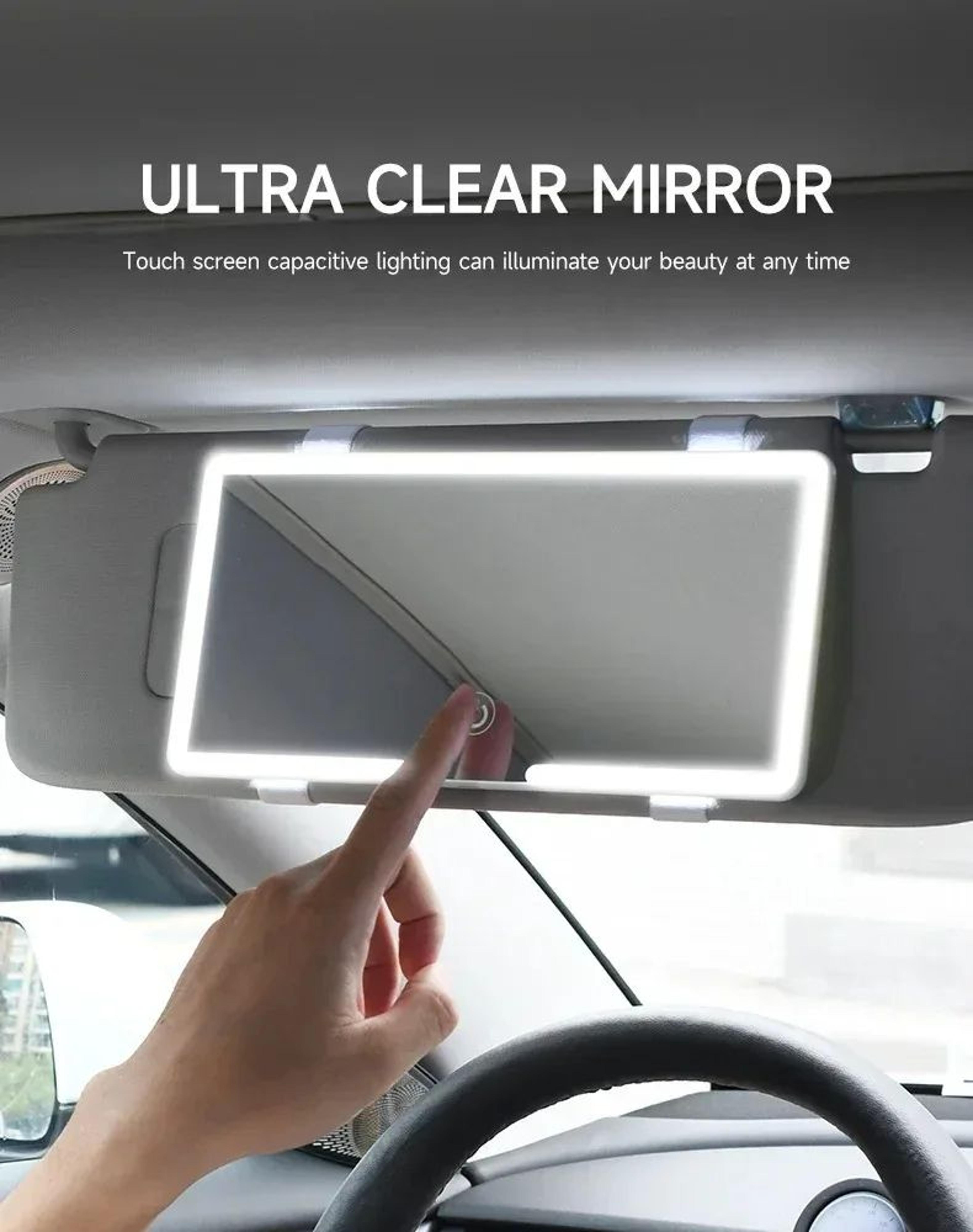 rechargeable led car sun visor makeup mirror – 3 light modes touch-up vanity mirror for car interior