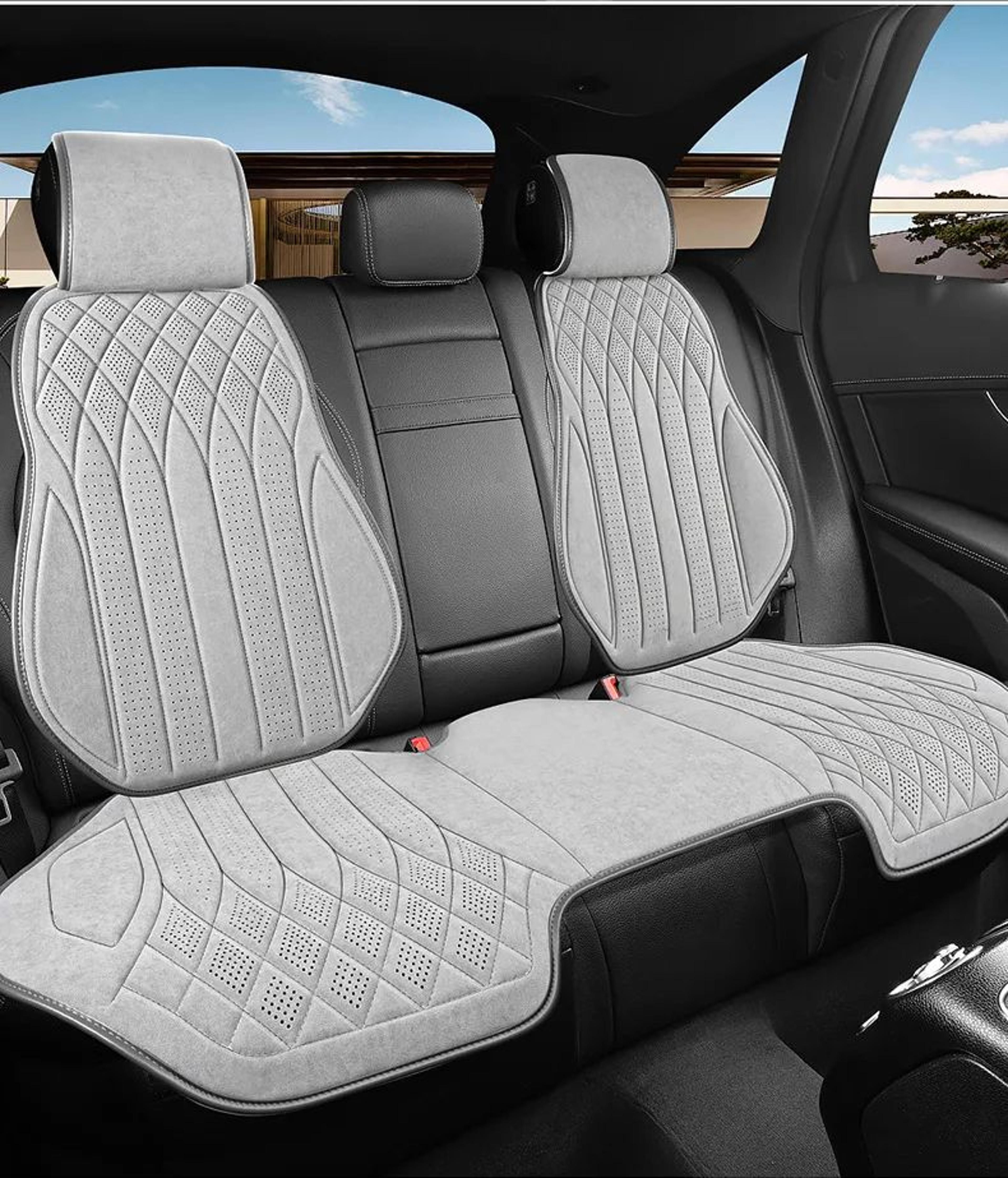all-season linen car seat cover set – breathable anti-slip universal seat protectors