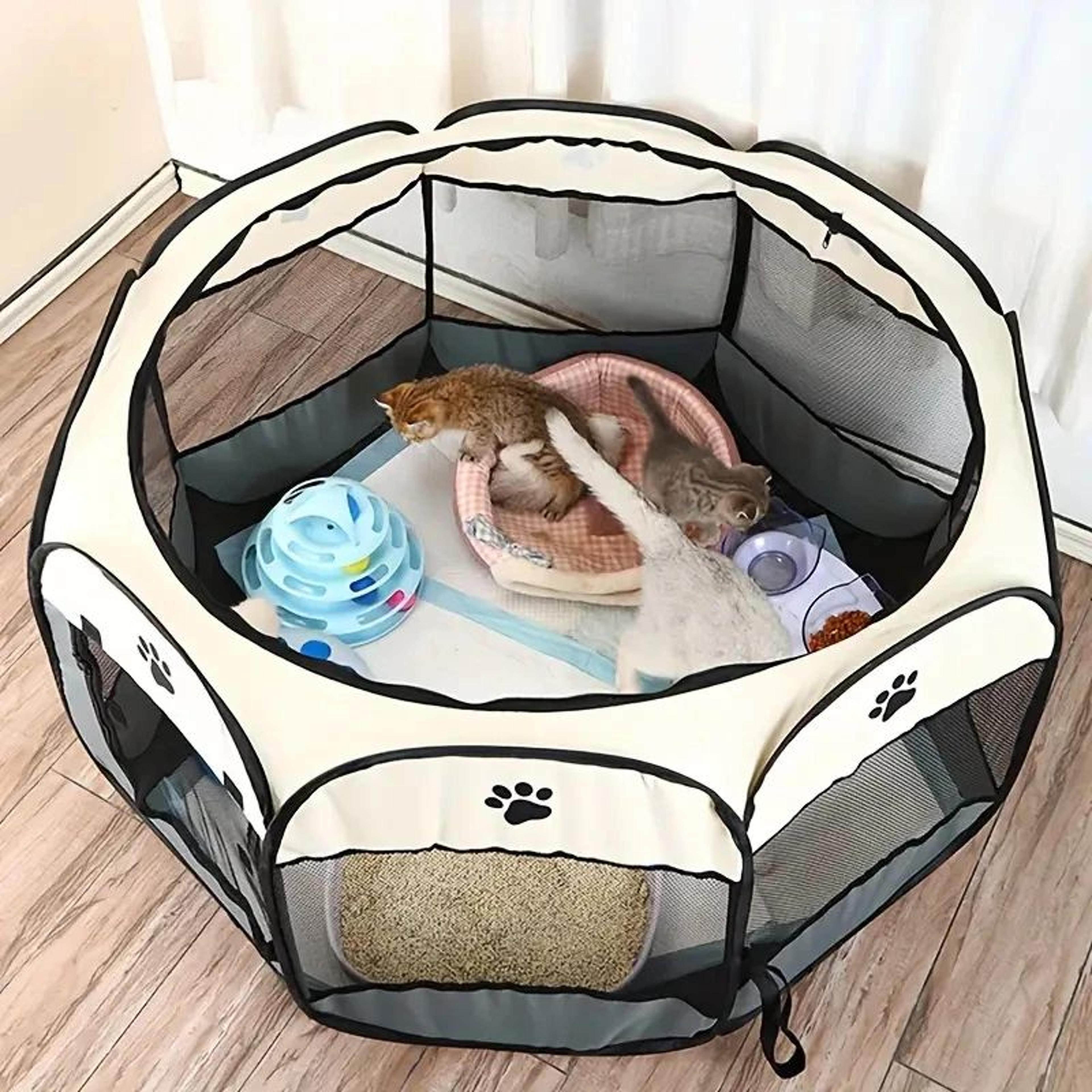 waterproof foldable cat playpen – octagonal pet tent maternity house for cats & small pets