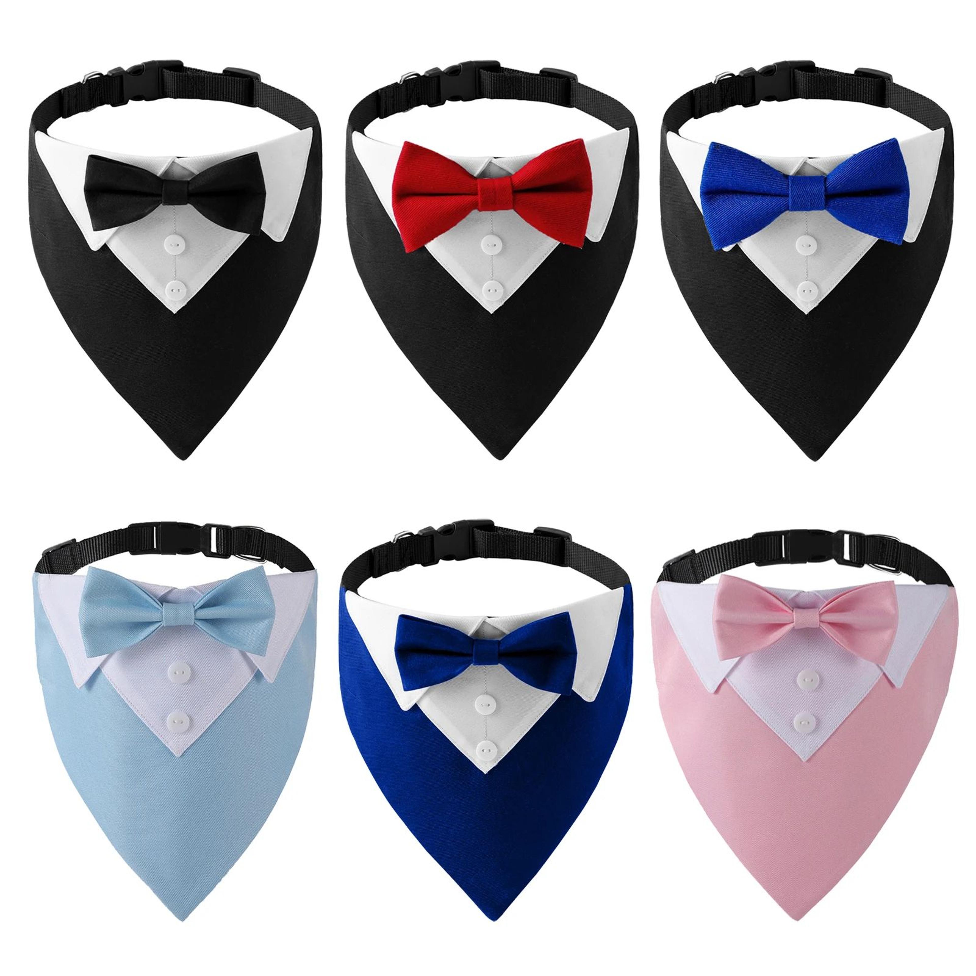 formal bow tie dog collar tuxedo bandana – adjustable wedding & party necktie collar for dogs, cats & rabbits