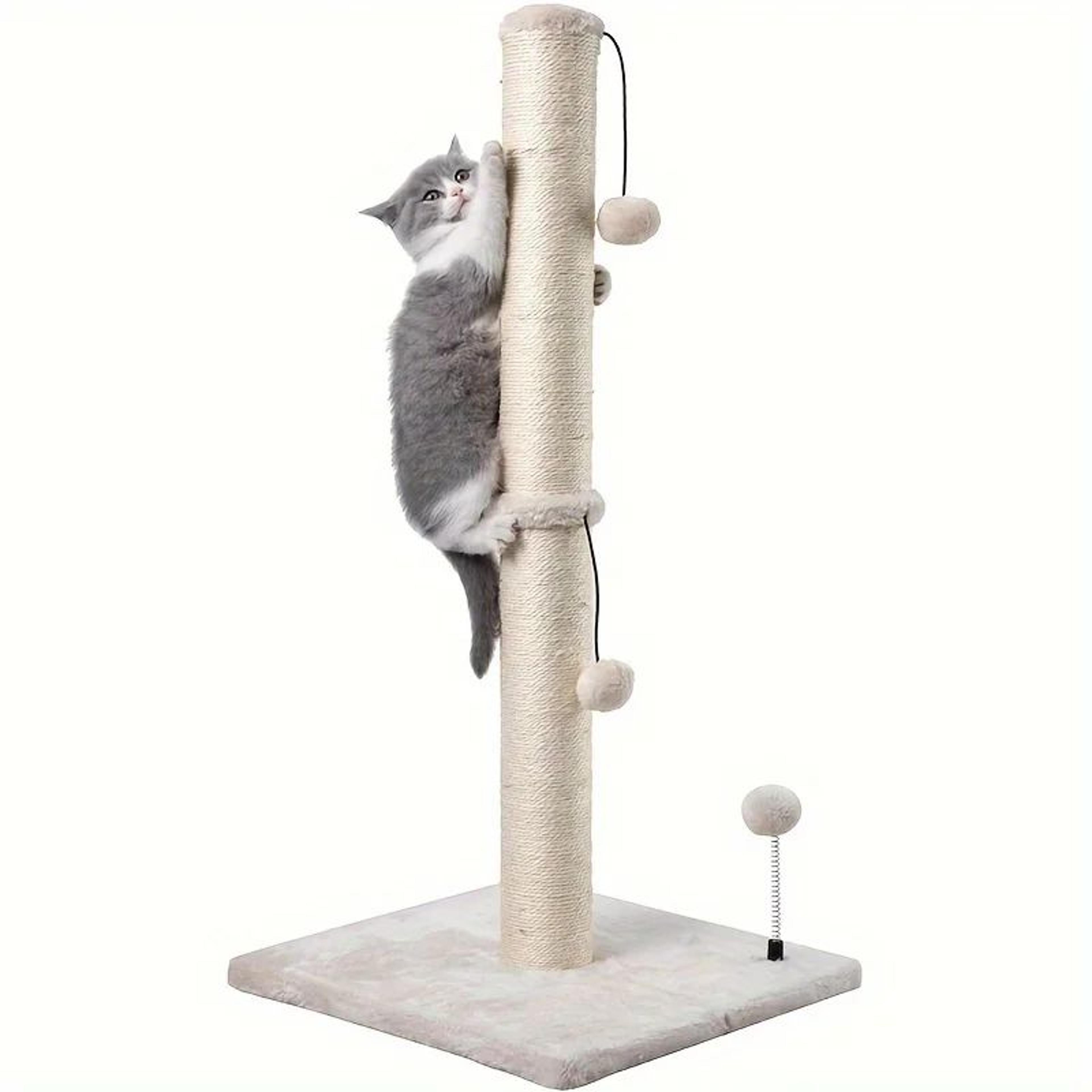 34-inch premium sisal cat scratching post – heavy-duty indoor scratch tower with hanging ball toy