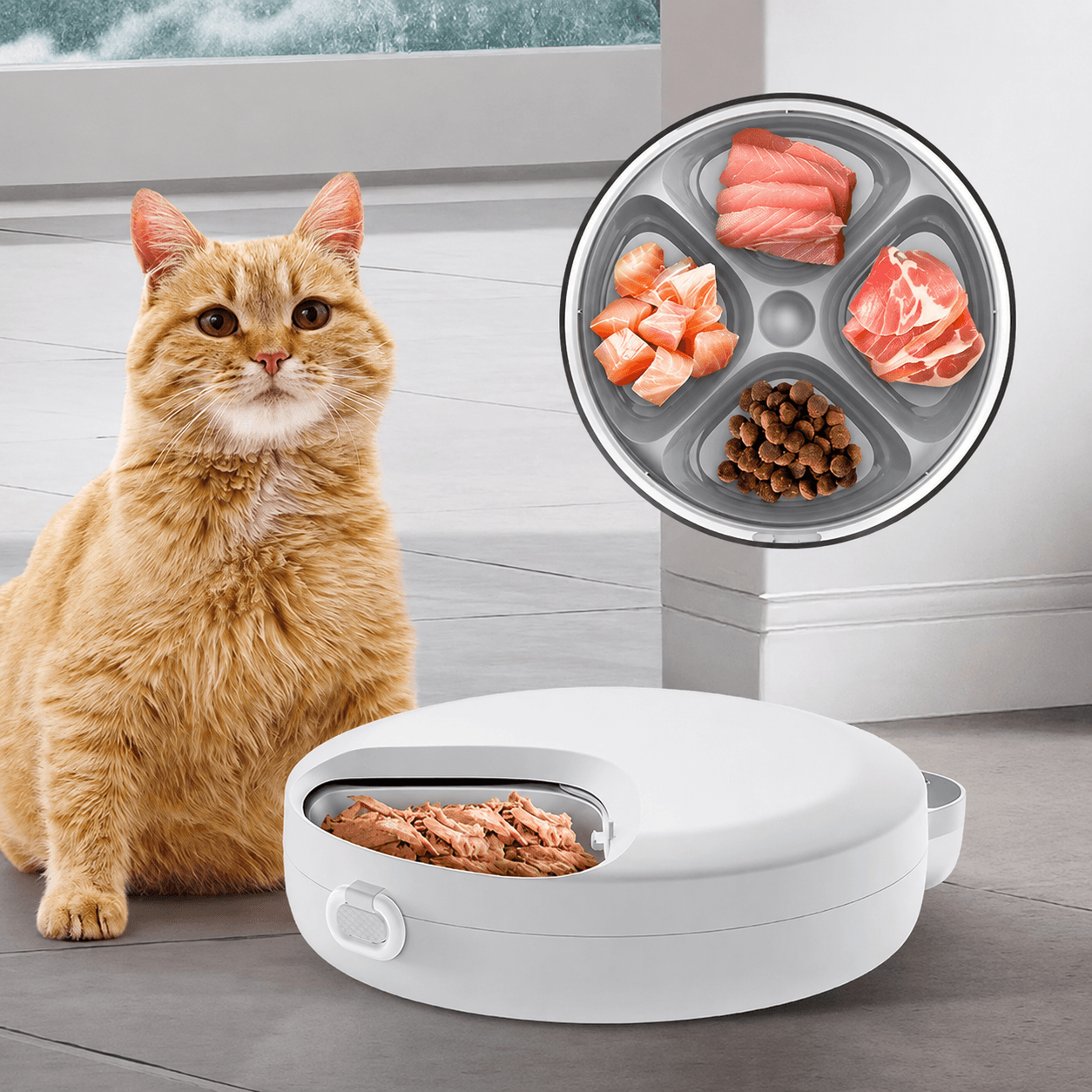 rojeco 4-meal automatic pet feeder – smart timed wet & dry food dispenser for cats & dogs with lcd display