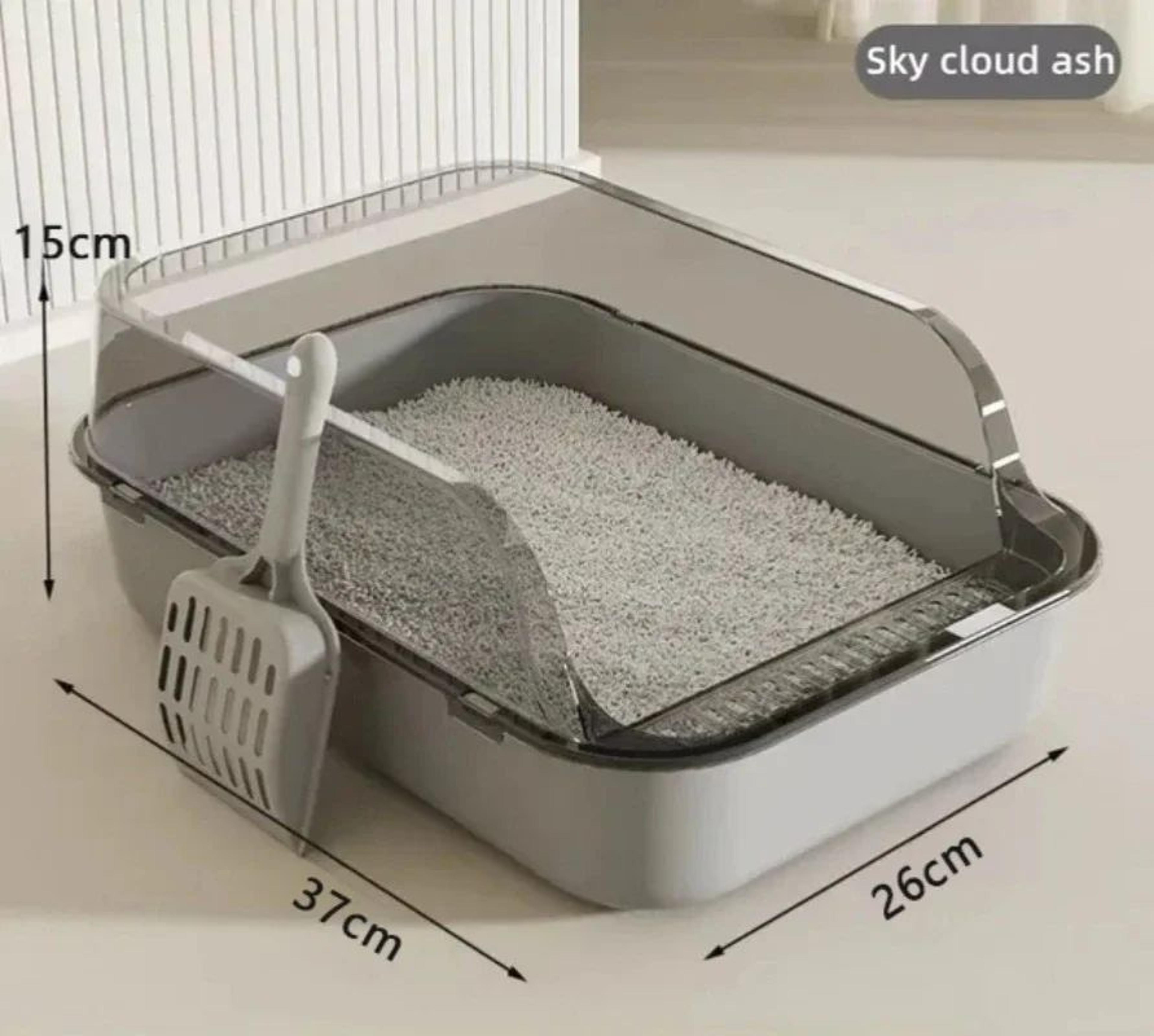 semi-enclosed cat litter box – splashproof pet toilet tray with high sides & odor control