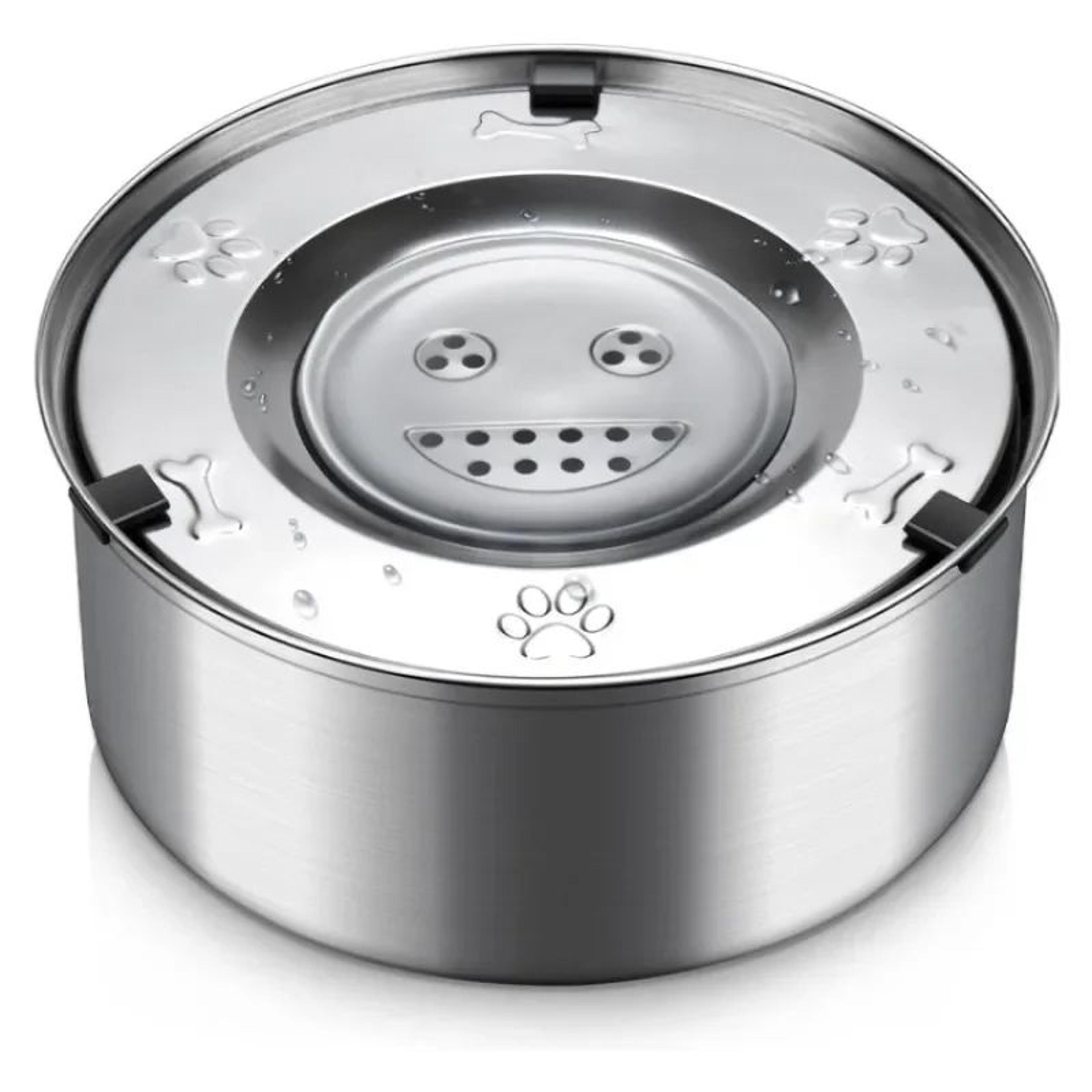 stainless steel floating pet water bowl – no-spill anti-splash slow drinking dog & cat water feeder