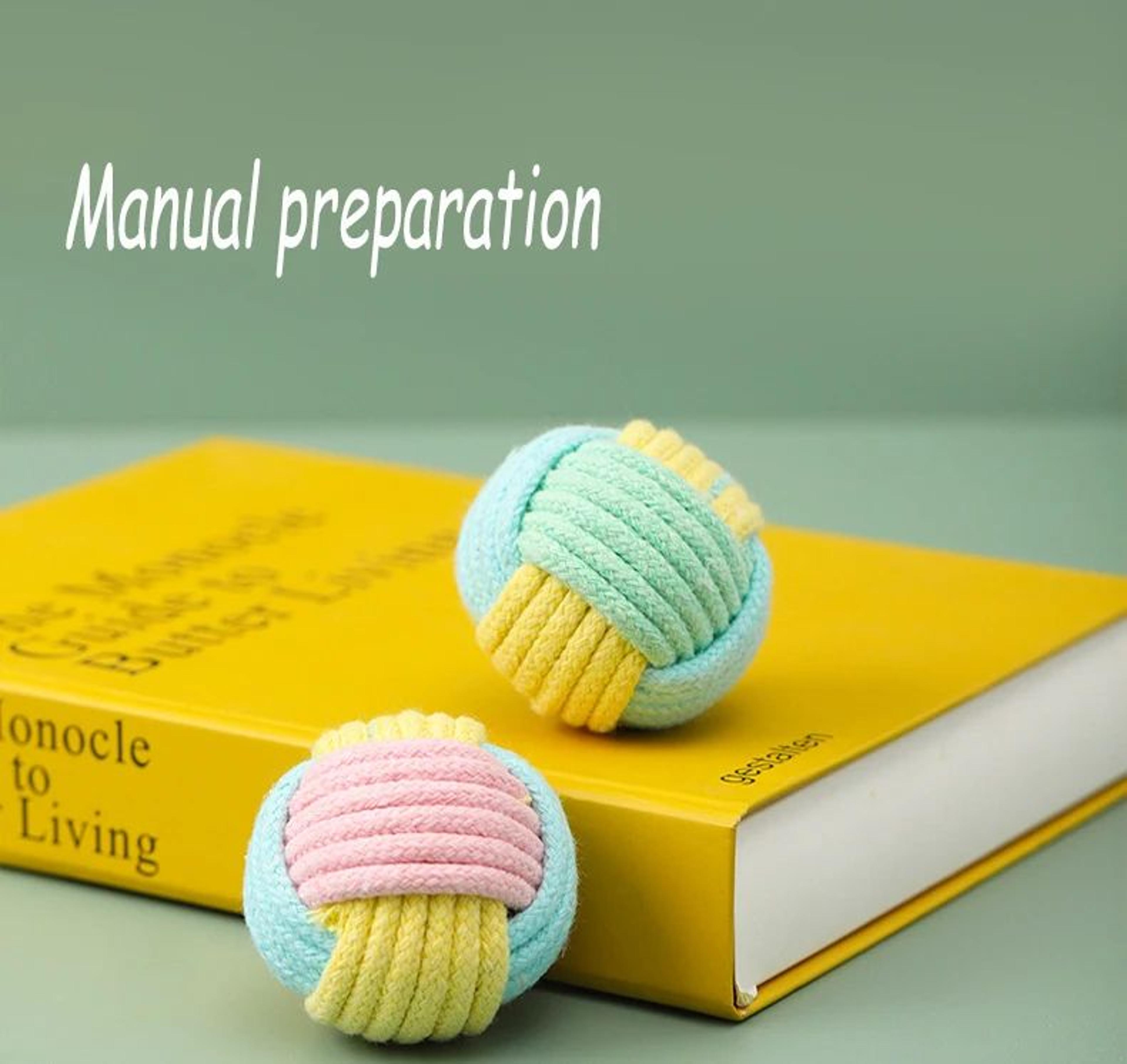 interactive catnip cotton rope ball toy – handcrafted plush dental chew & training toy for cats