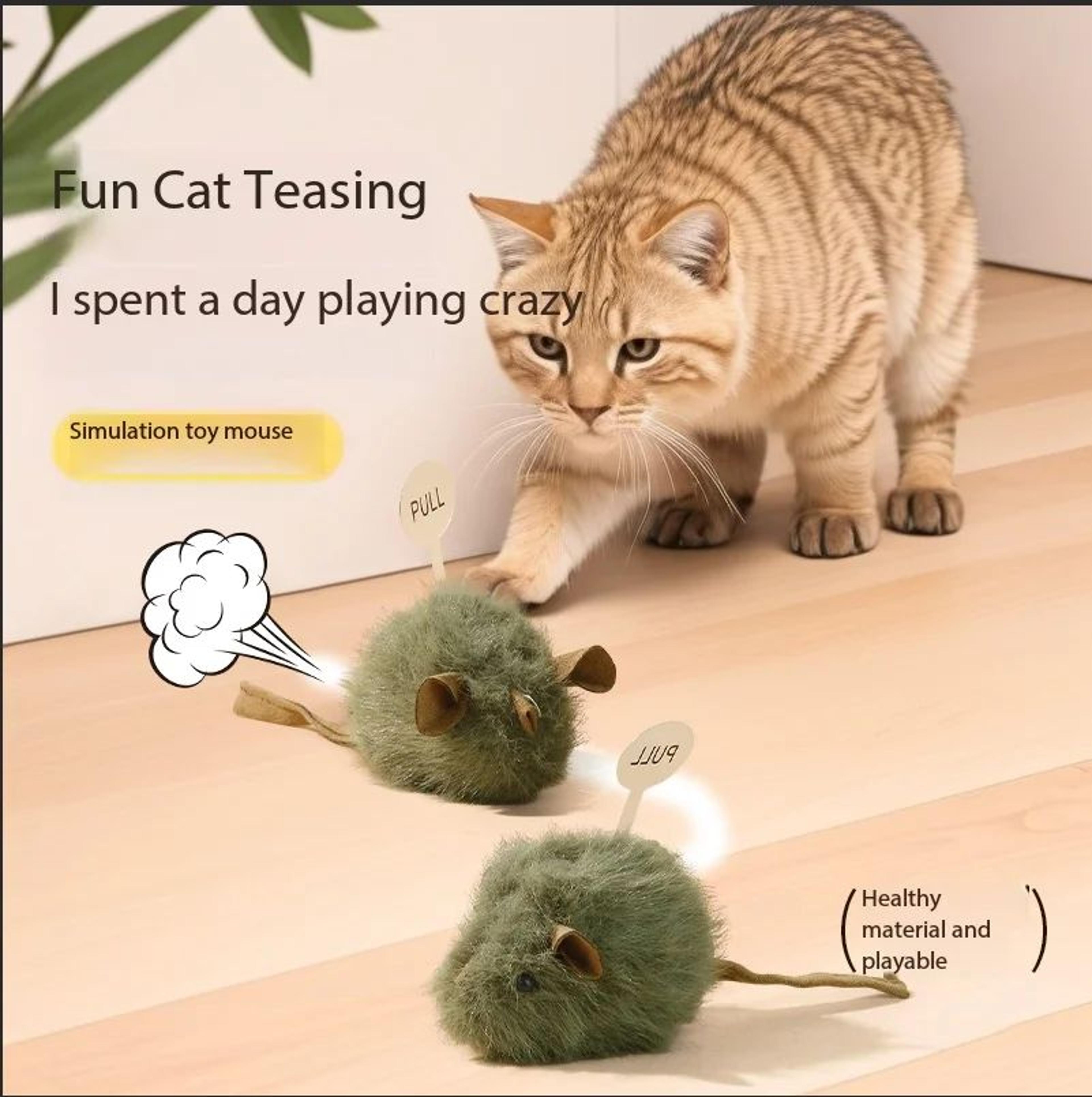 smart induction squeaky mouse plush cat toy – interactive sound-activated self-entertainment teaser