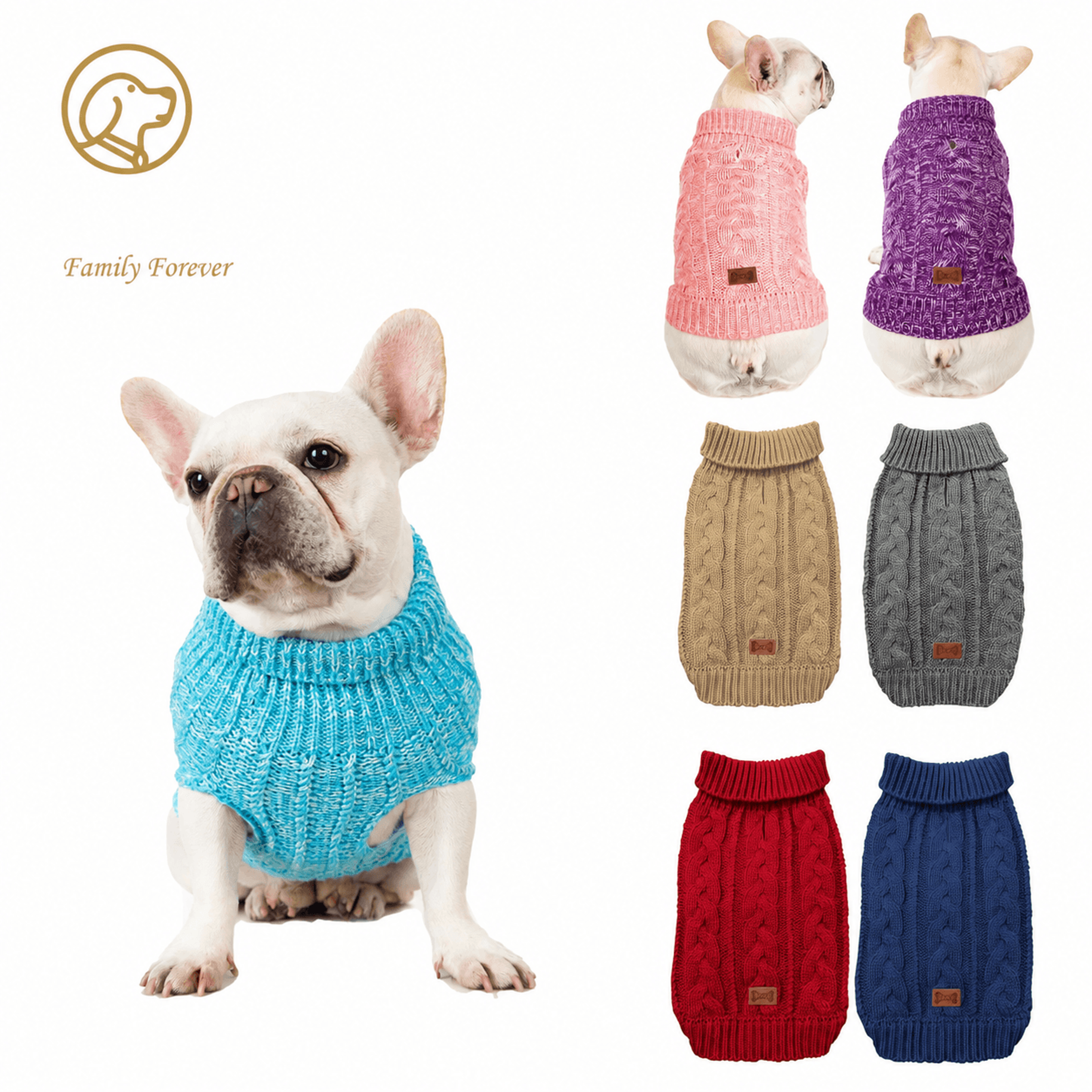 knitted dog sweater for winter – warm pet pullover for small, medium & large dogs