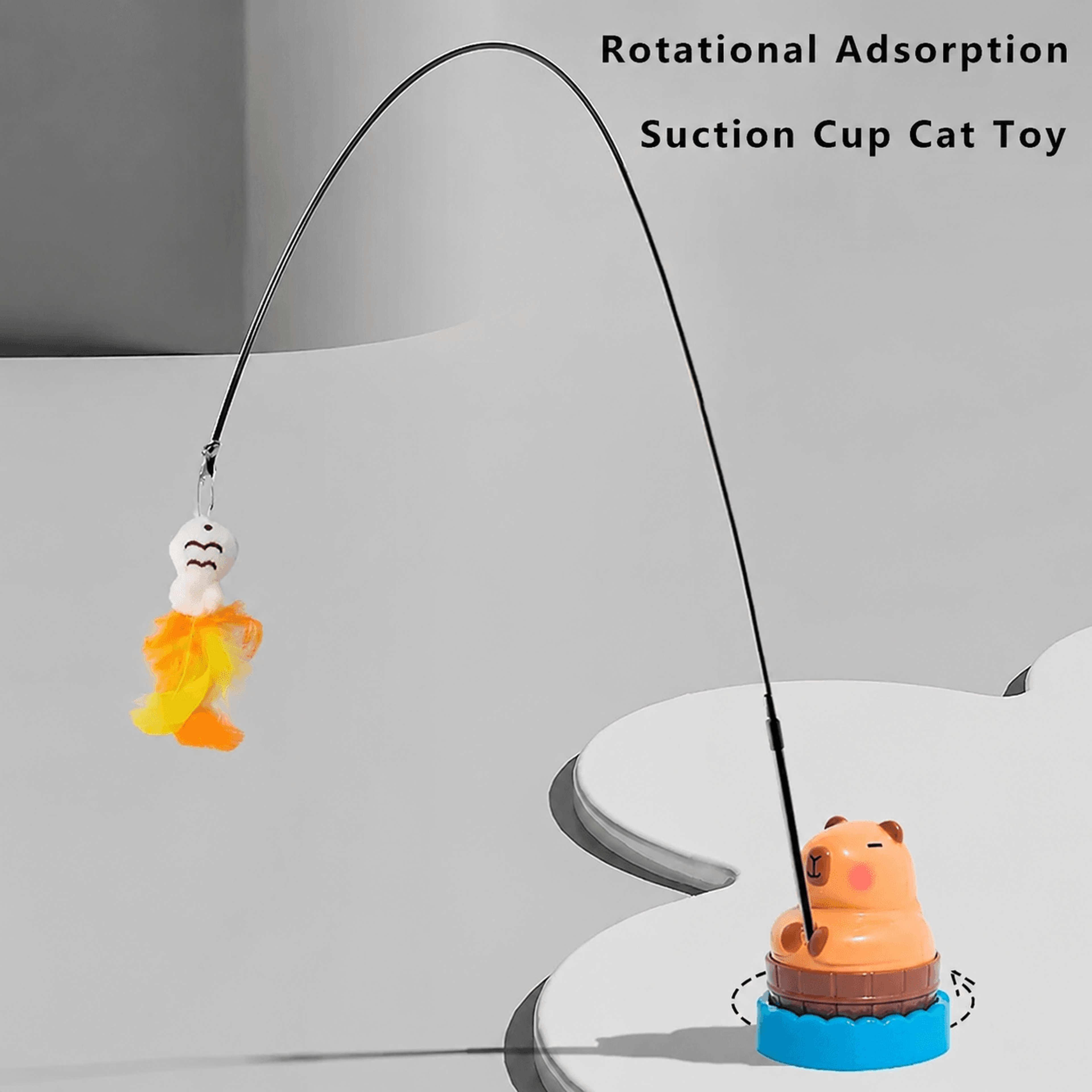 capybara bird teaser wand cat toy – interactive bell stick toy for kittens & indoor cats
