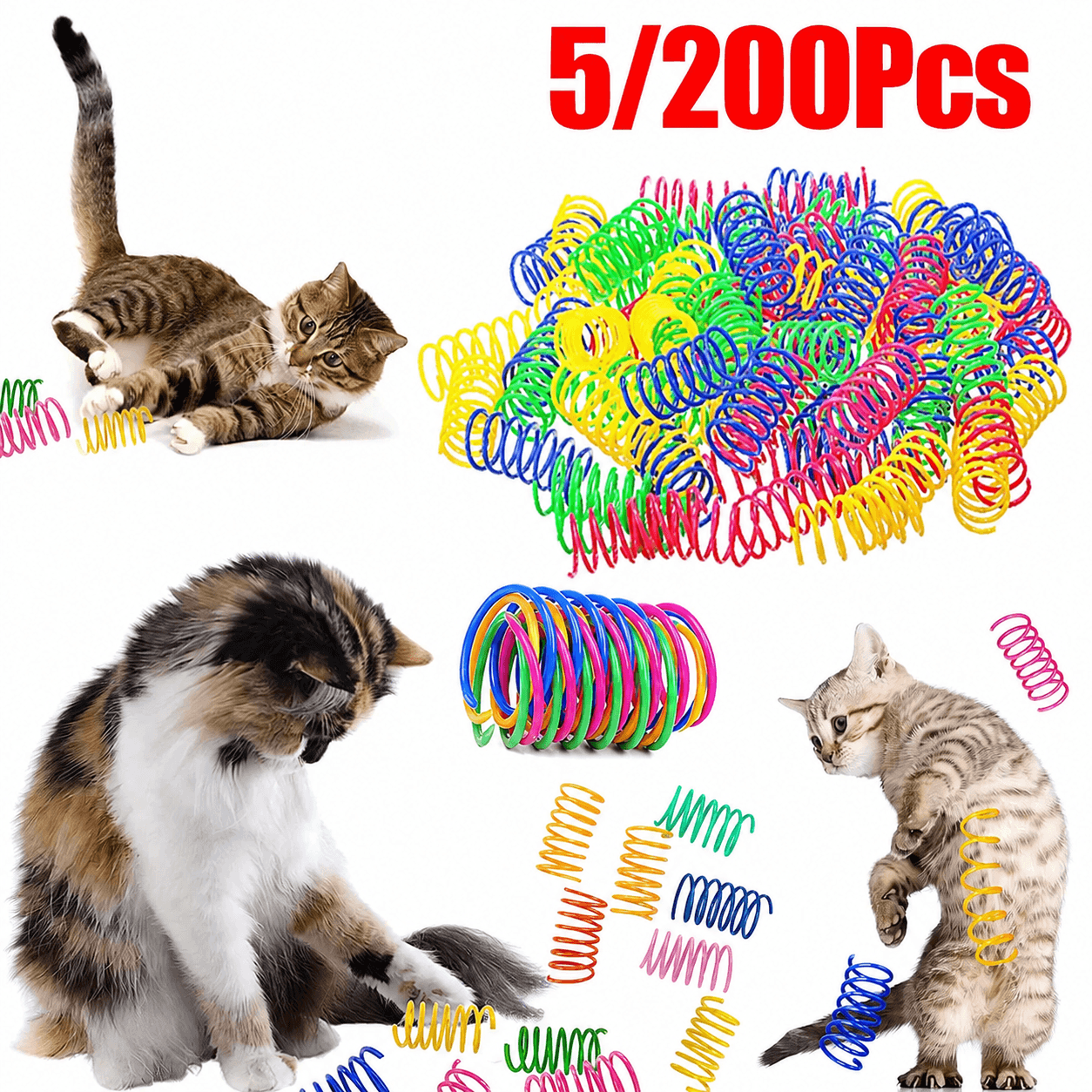 colorful interactive cat spring toy set – durable plastic coil toys for indoor cats, hunting, chasing & exercise