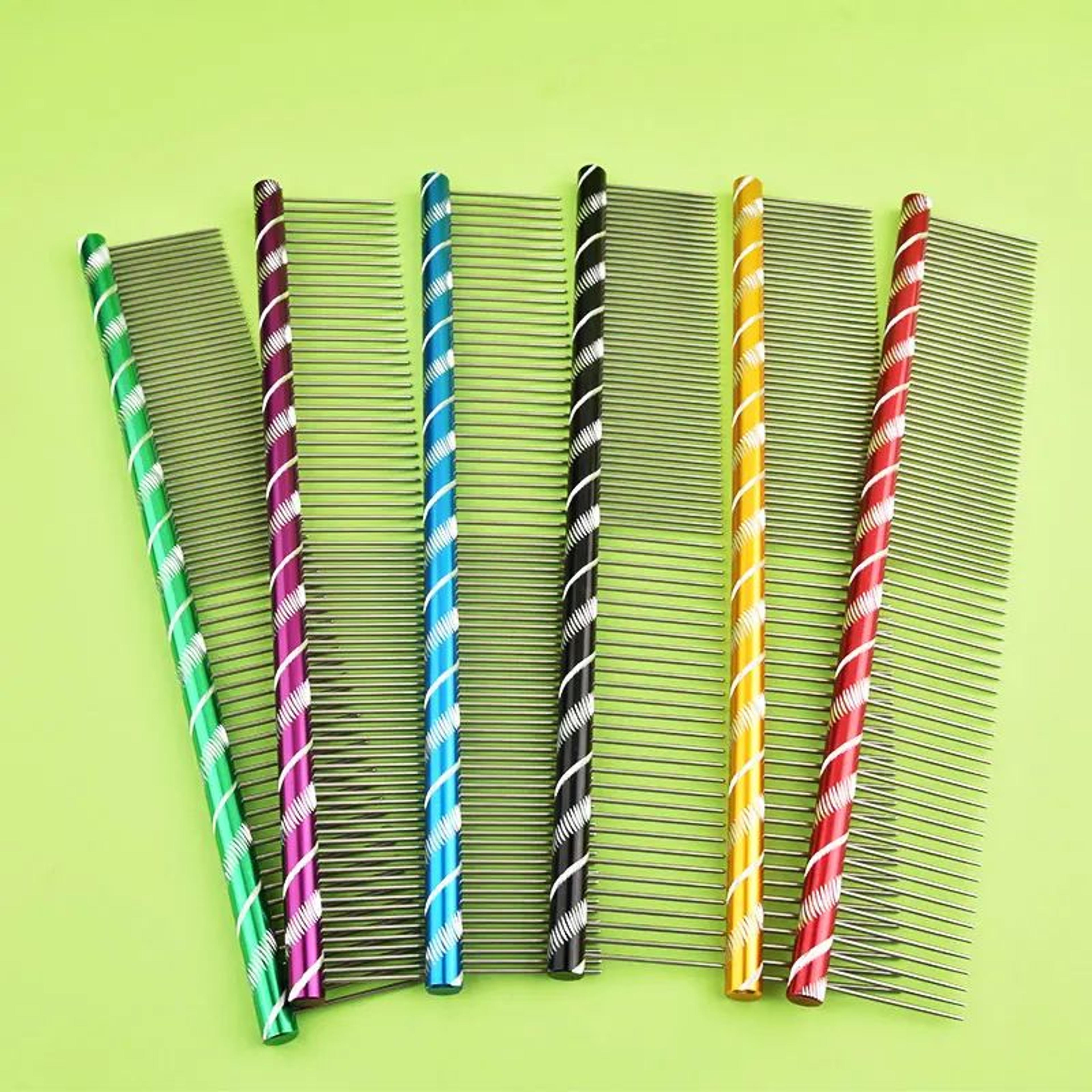 stainless steel pet grooming comb – lightweight dog & cat deshedding brush for detangling, cleaning & coat care
