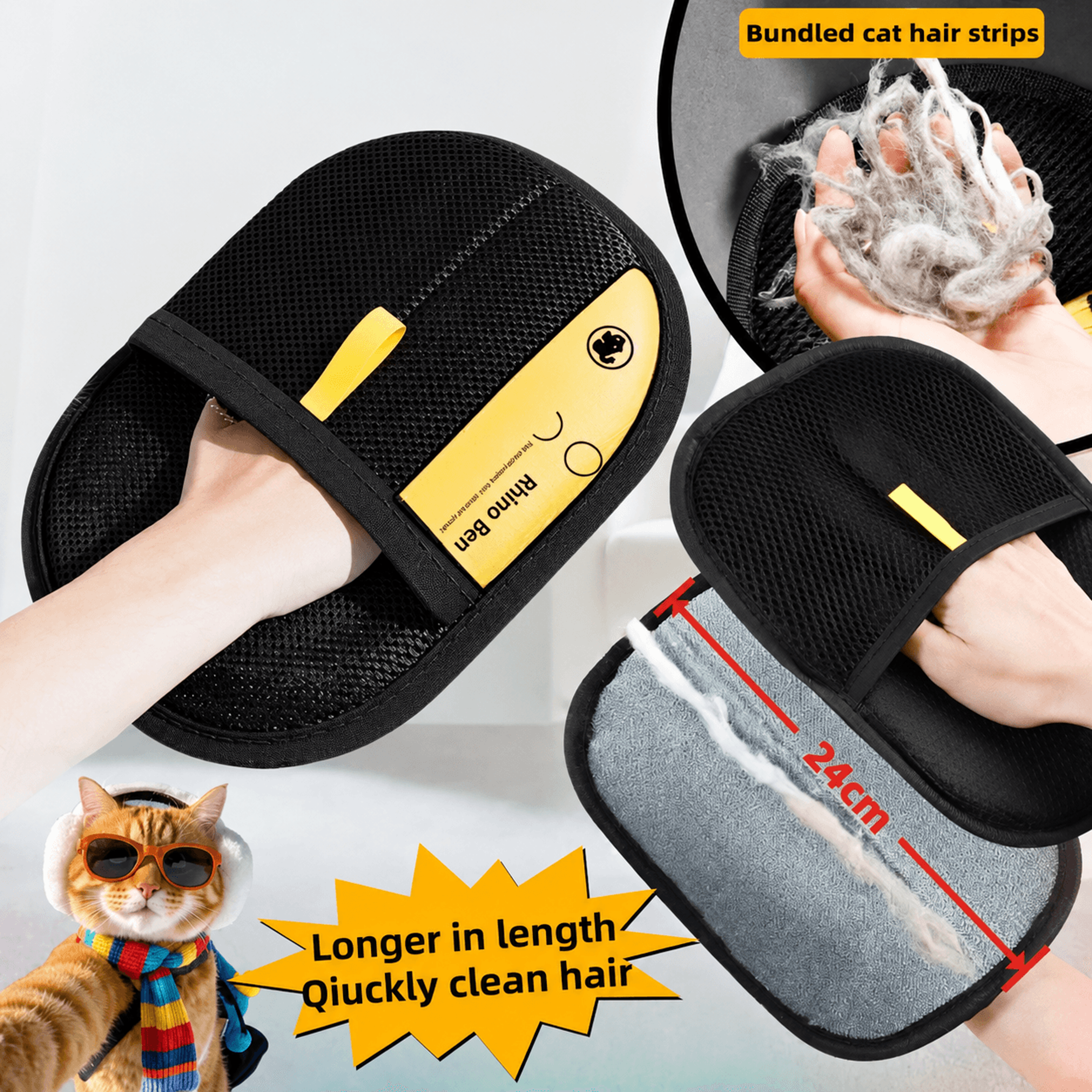 reusable pet hair removal glove – electrostatic dog & cat grooming mitt for furniture, carpet & clothing