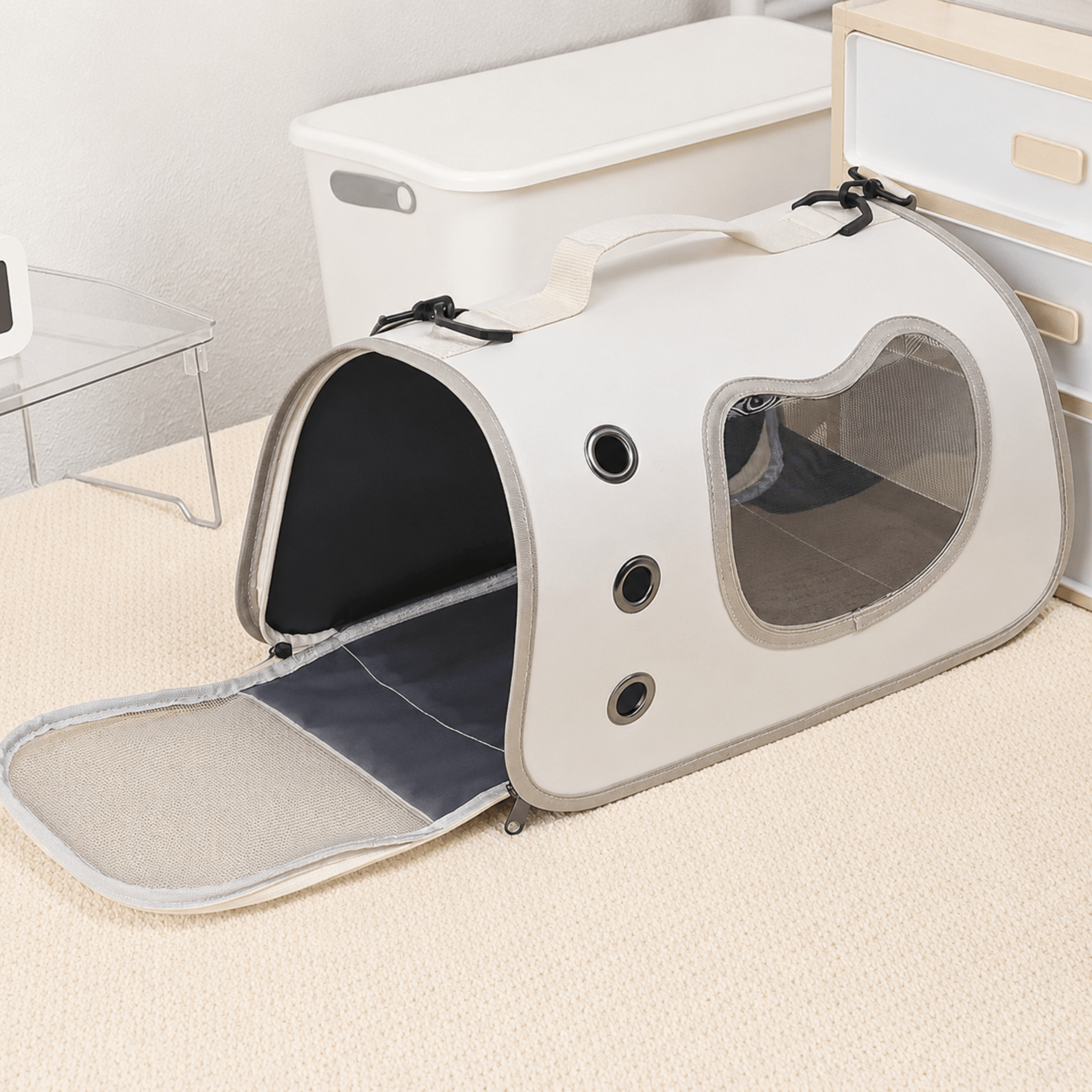 portable pet carrier bag – breathable foldable travel shoulder carrier for cats & small dogs