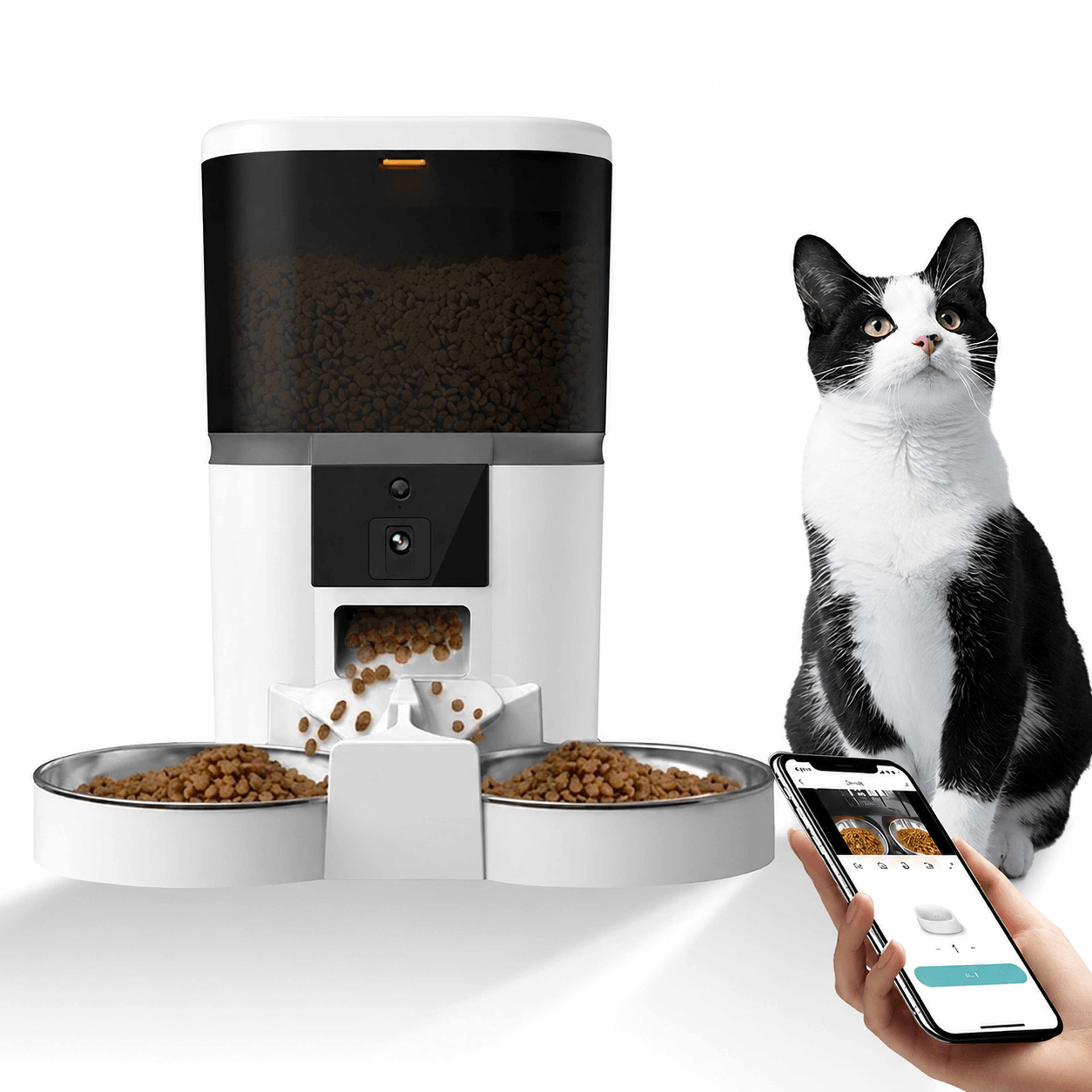 135 oz smart automatic pet feeder with hd camera – wifi remote food dispenser for cats & dogs