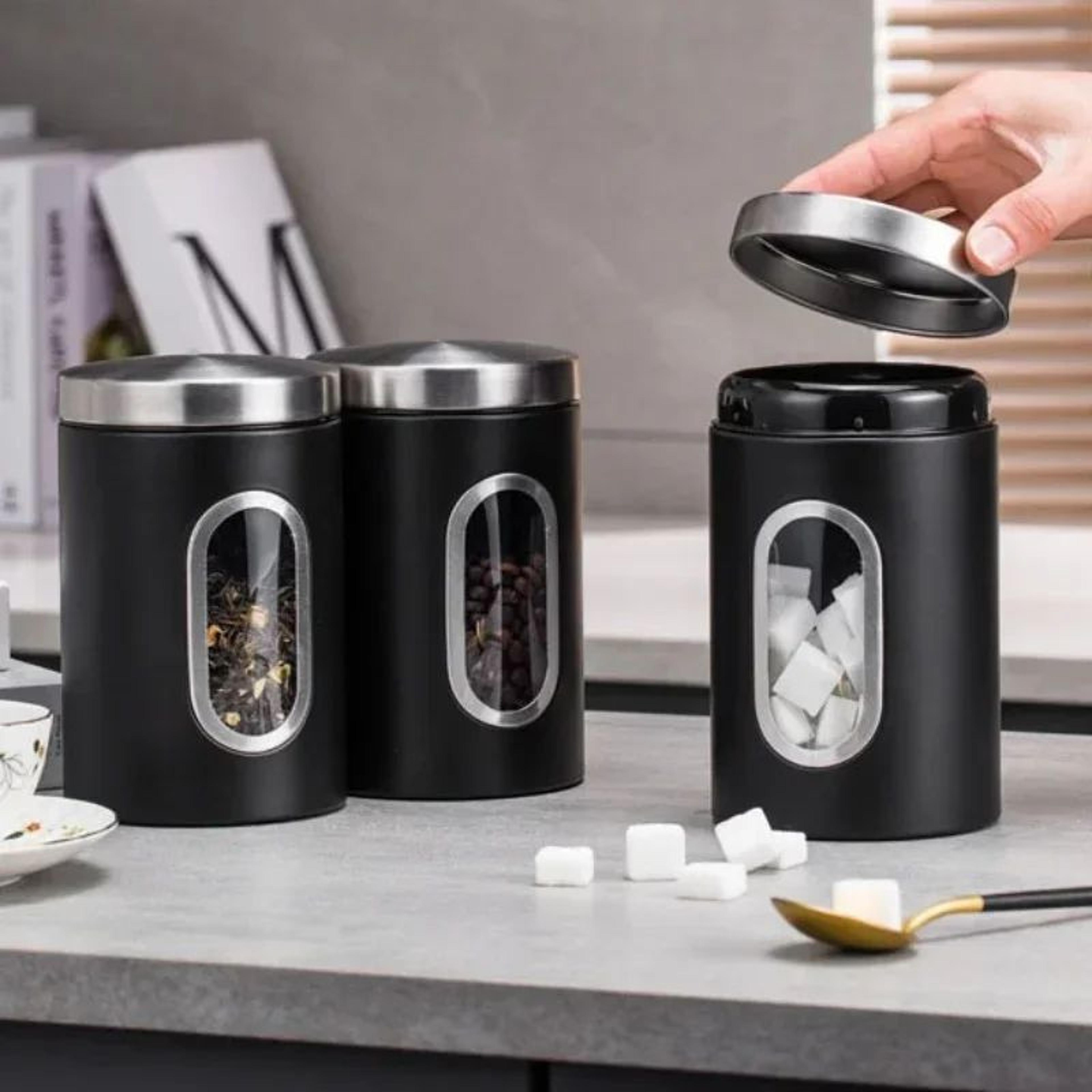 304 stainless steel coffee canister with viewing window – airtight coffee bean & food storage container