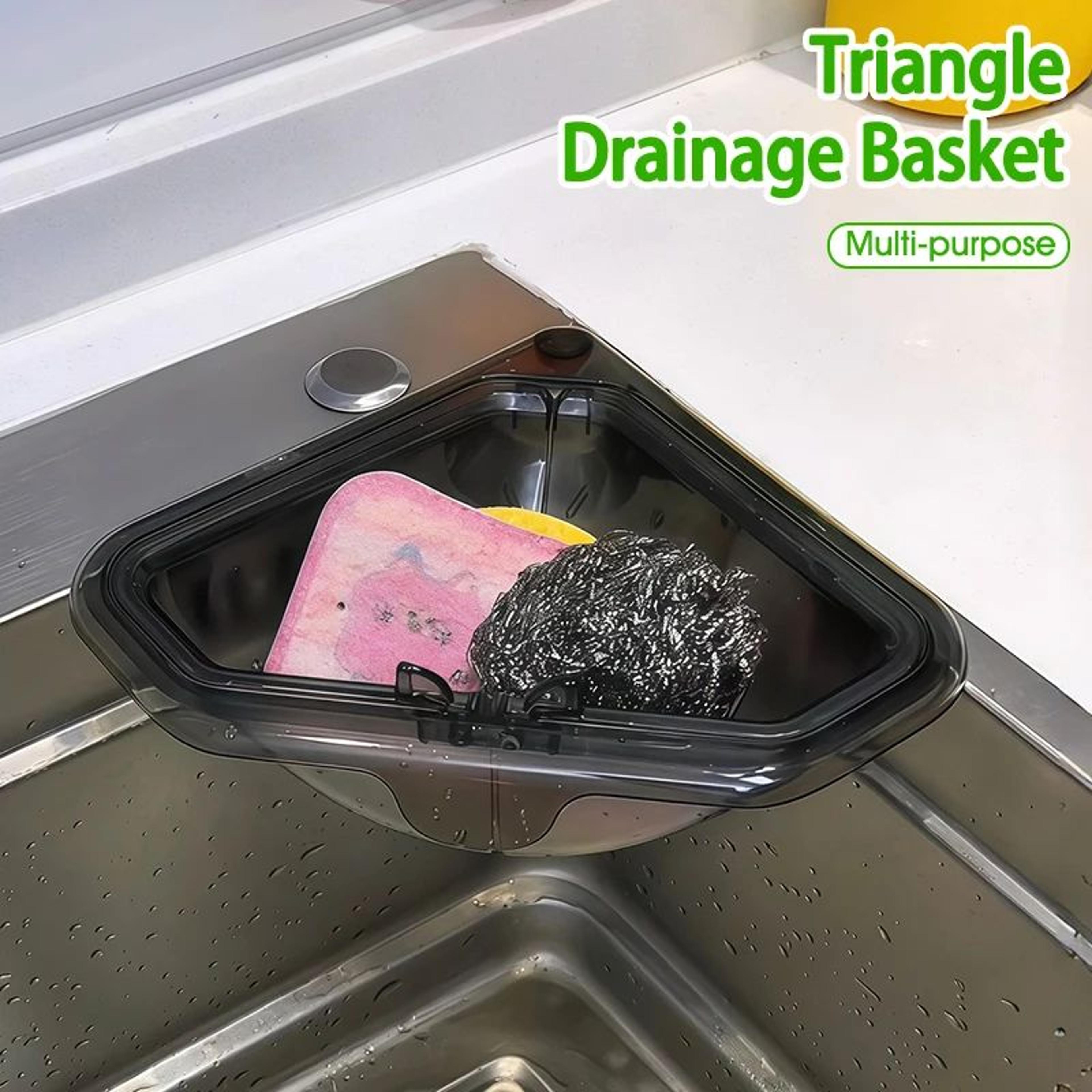 magnetic triangle sink drain basket – anti-leak food waste collector & corner kitchen organizer