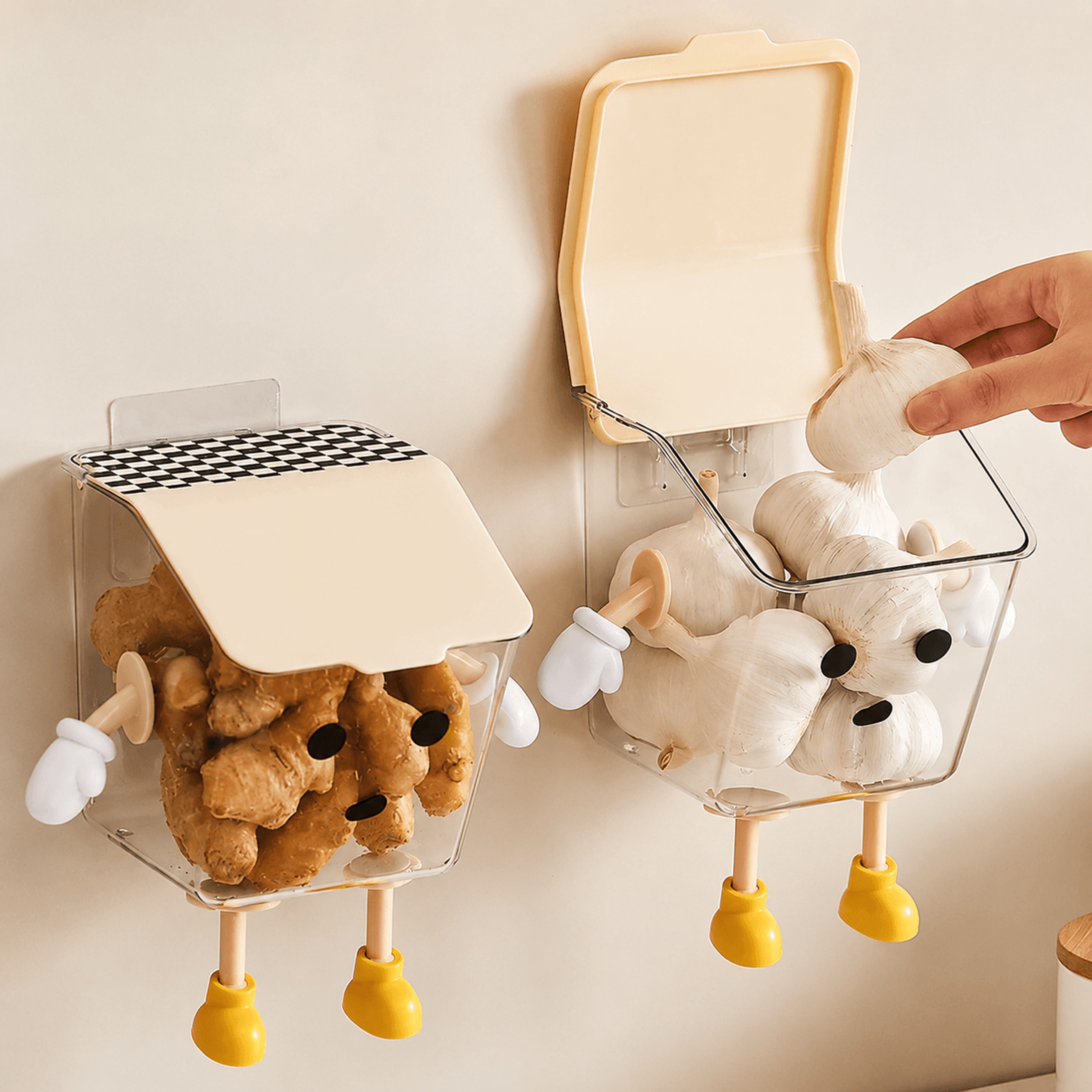 wall-mounted onion, garlic & ginger storage basket – food-grade kitchen organizer shelf for produce & seasonings