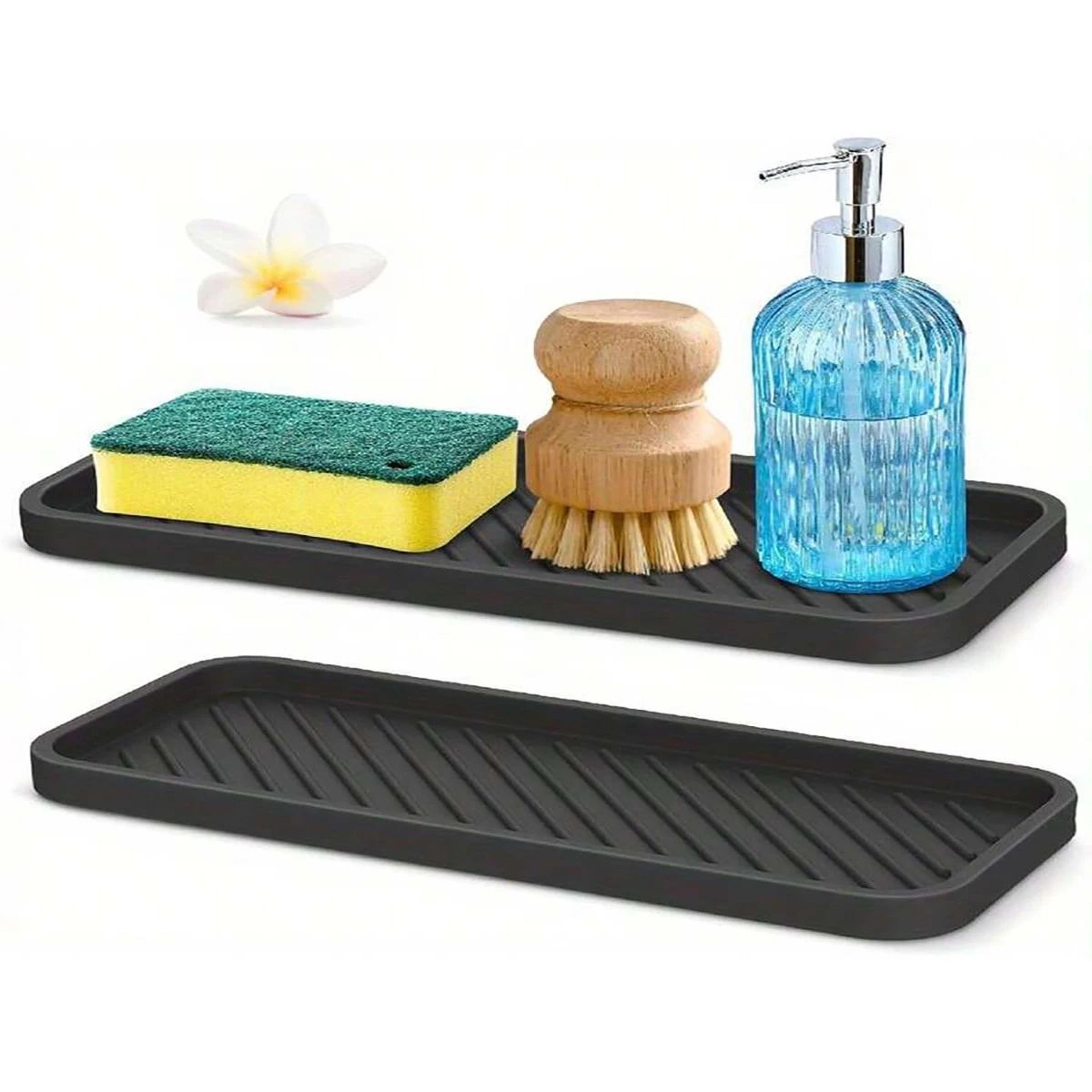silicone sponge holder tray – kitchen sink organizer & bathroom soap storage rack