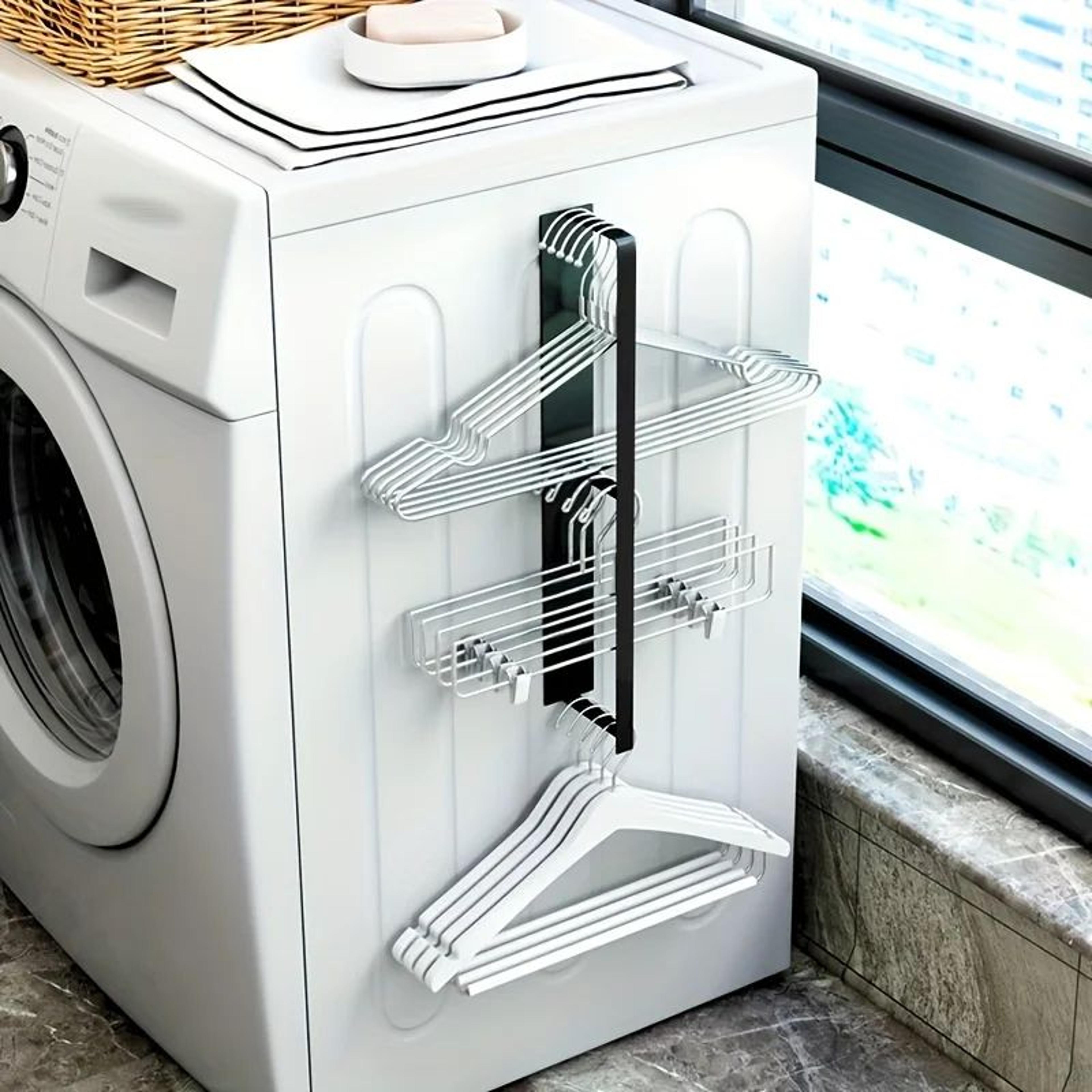 magnetic wall-mounted clothes & towel rack – space-saving storage organizer for washing machines