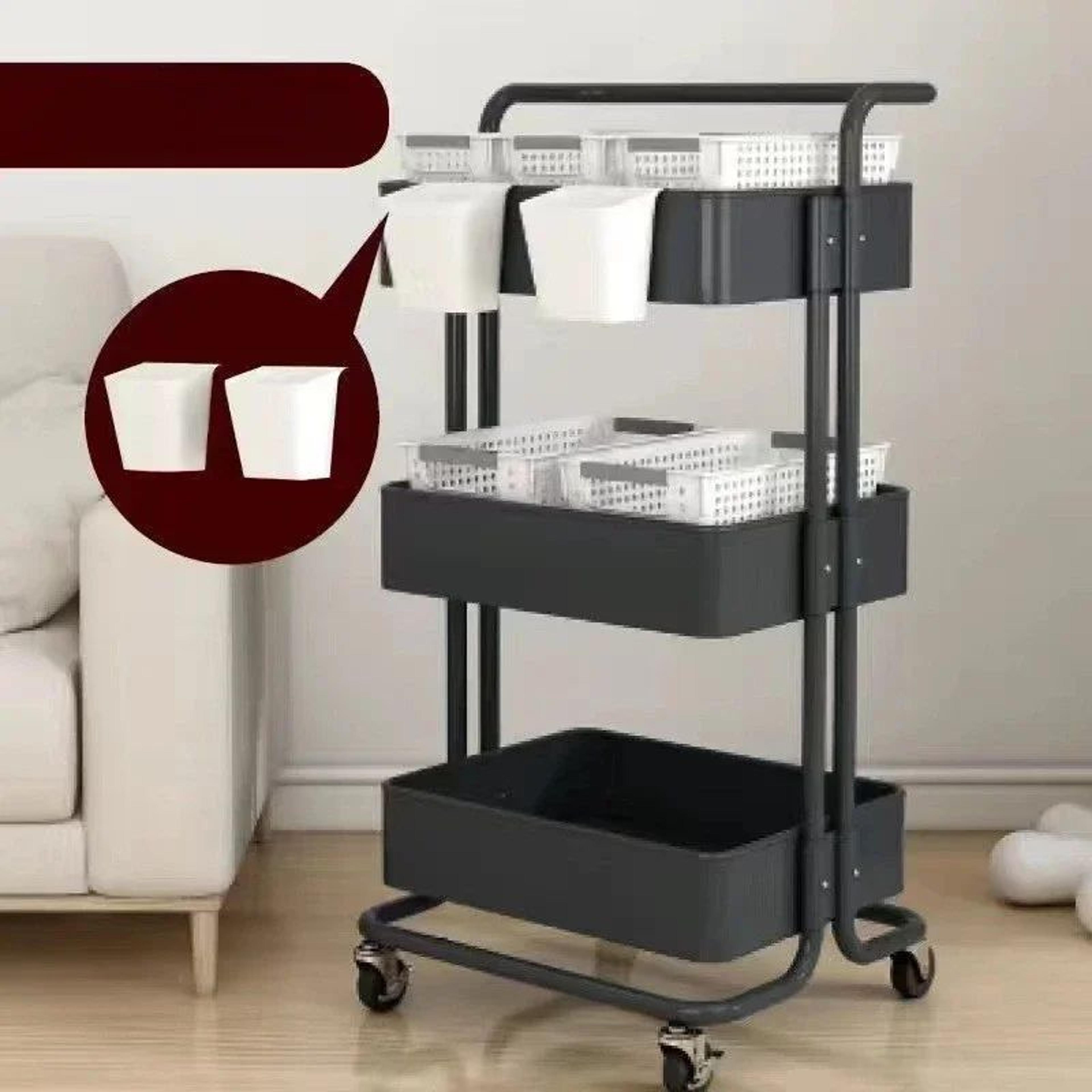 5-tier rolling storage cart – mobile metal utility trolley rack for kitchen, bathroom, bedroom & nursery organizer