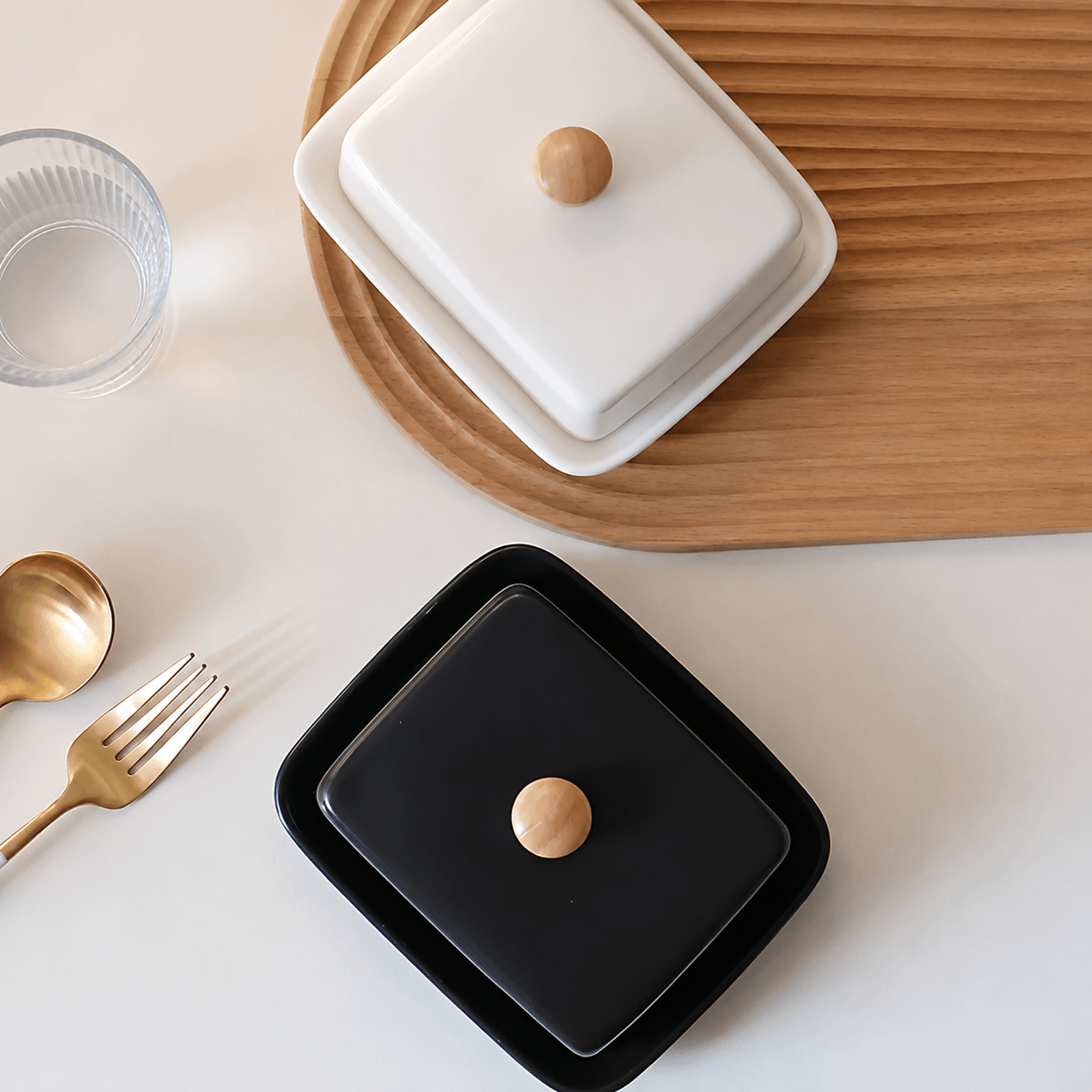 ceramic butter dish with lid – elegant rectangular butter keeper & sealed cheese storage container for kitchen