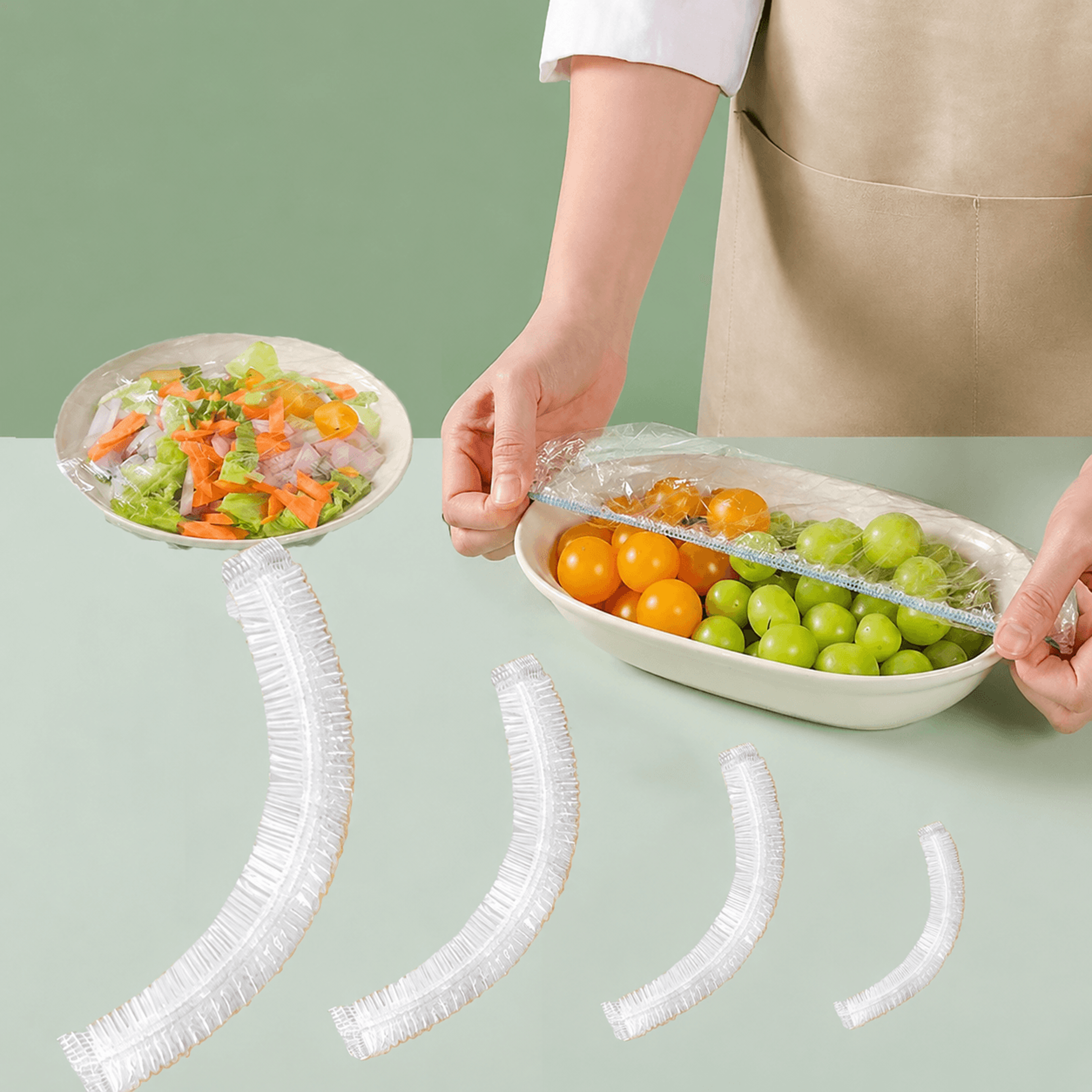 disposable elastic food covers for bowls & plates – food storage cover bags, stretch plastic wrap lids