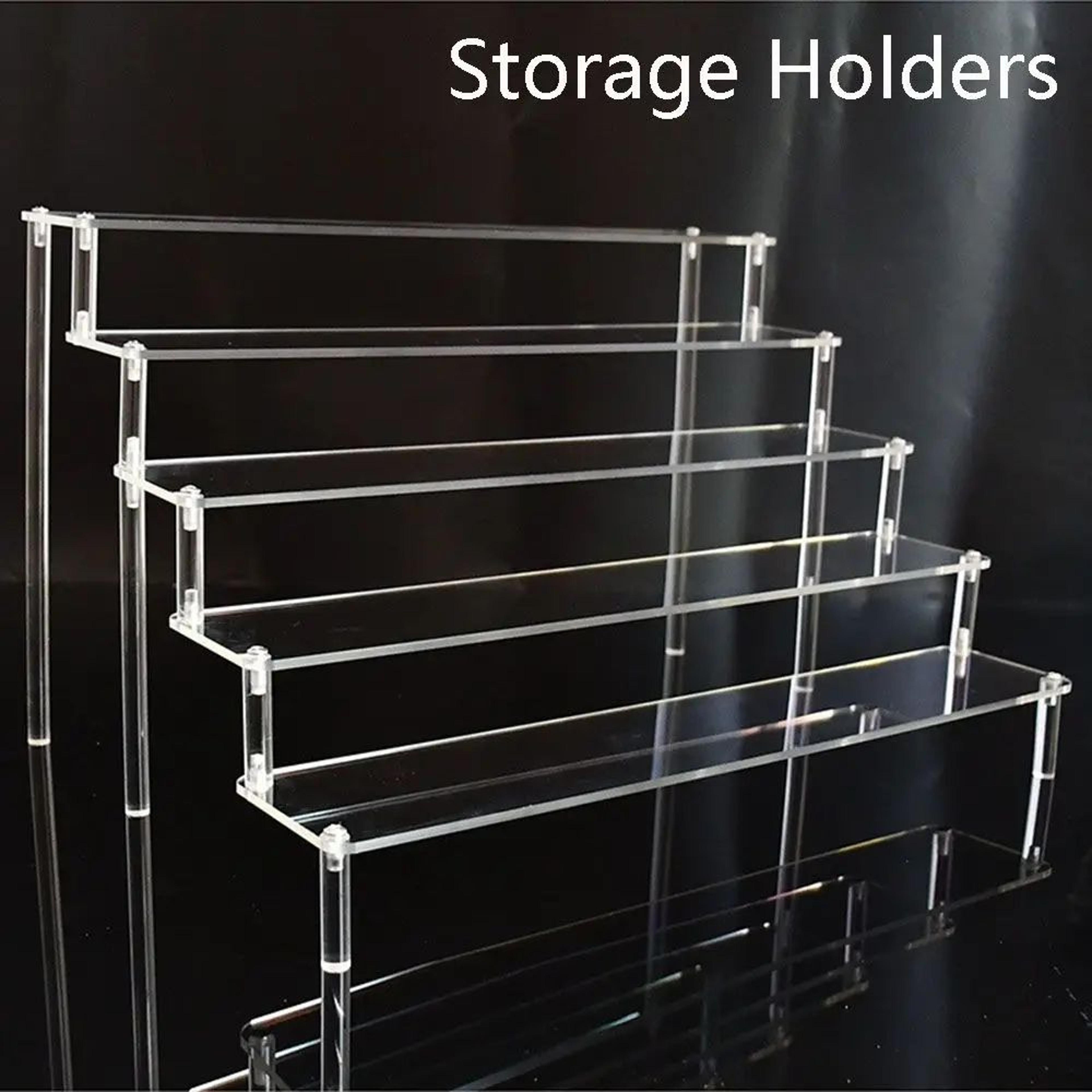 clear acrylic display stand for collectibles – transparent figurine display shelf, makeup organizer rack