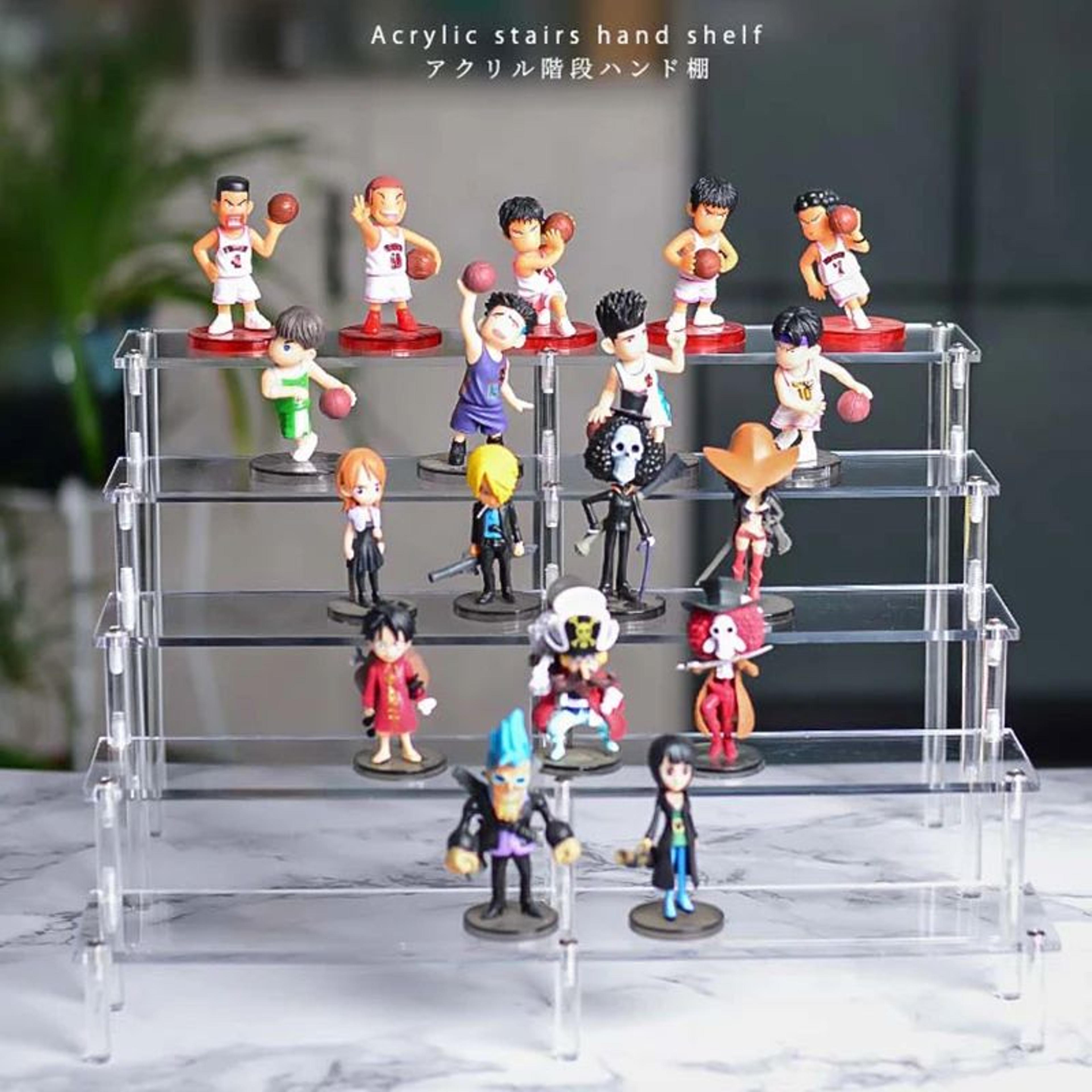 clear acrylic display stand riser – 1-6 tier display shelf for funko figures, cupcakes, cosmetics, perfume & collectible