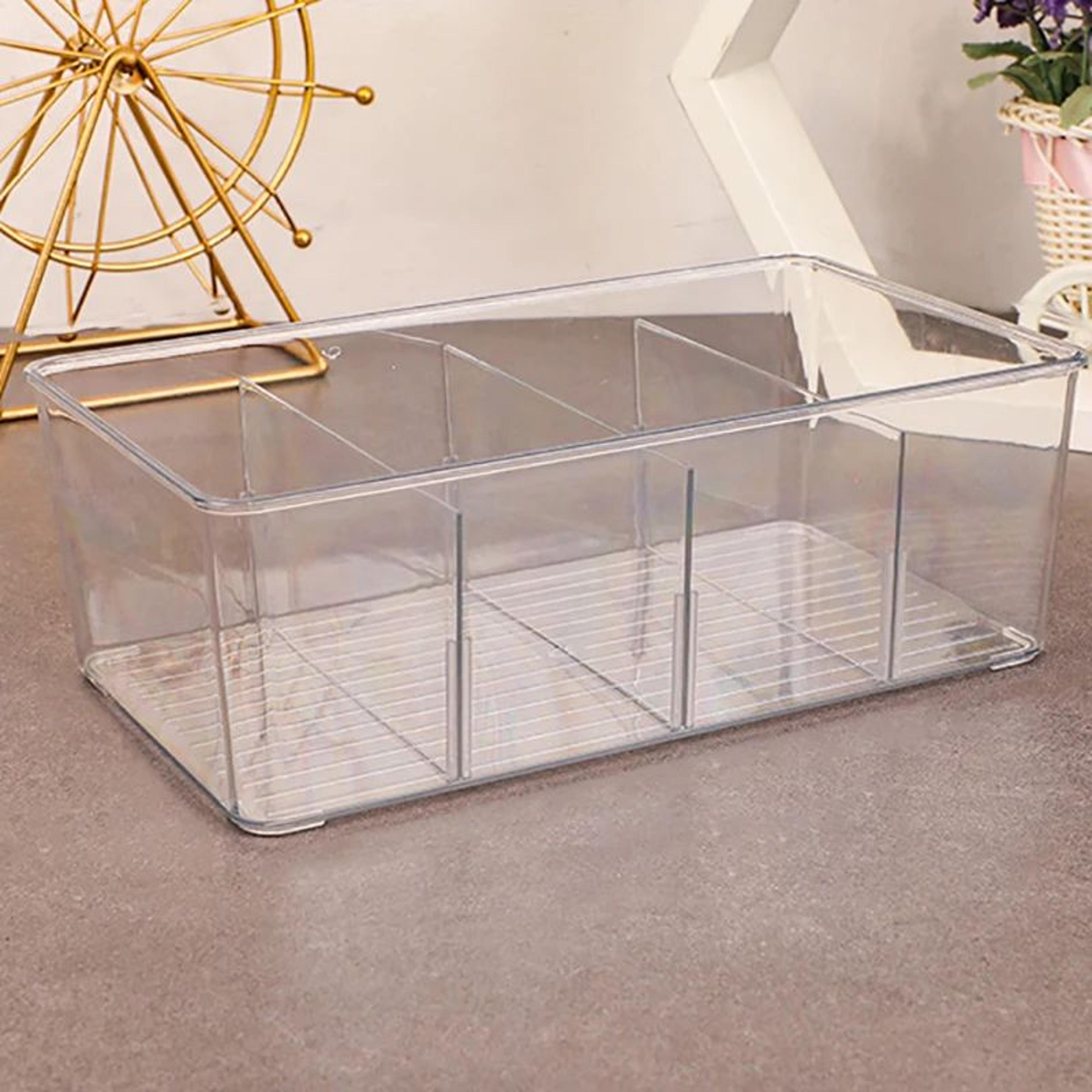 clear acrylic tea bag storage box with lid – multi-compartment coffee & tea organizer for home and office