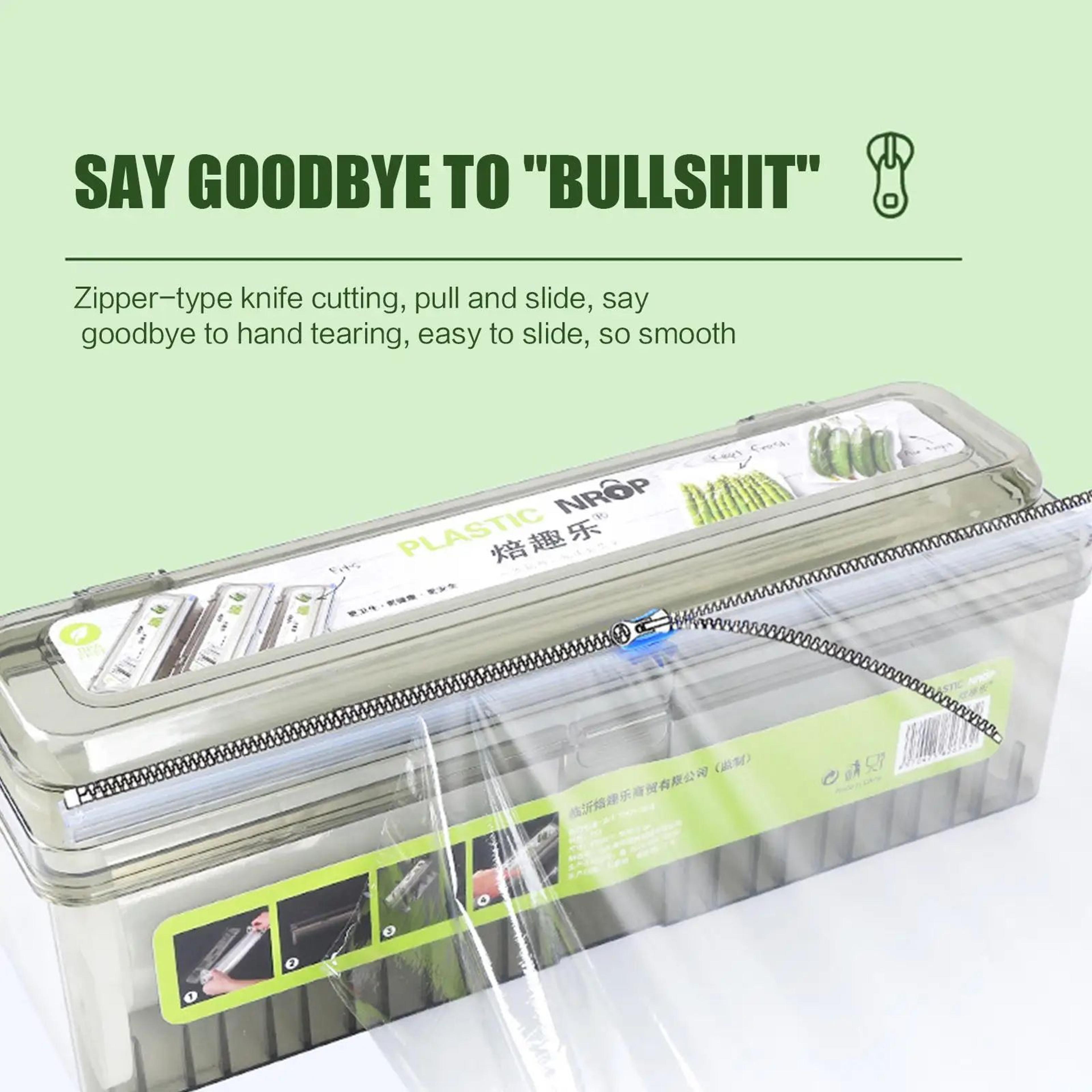 plastic cling wrap dispenser with sliding cutter – bpa-free food wrap, aluminum foil & parchment paper organizer