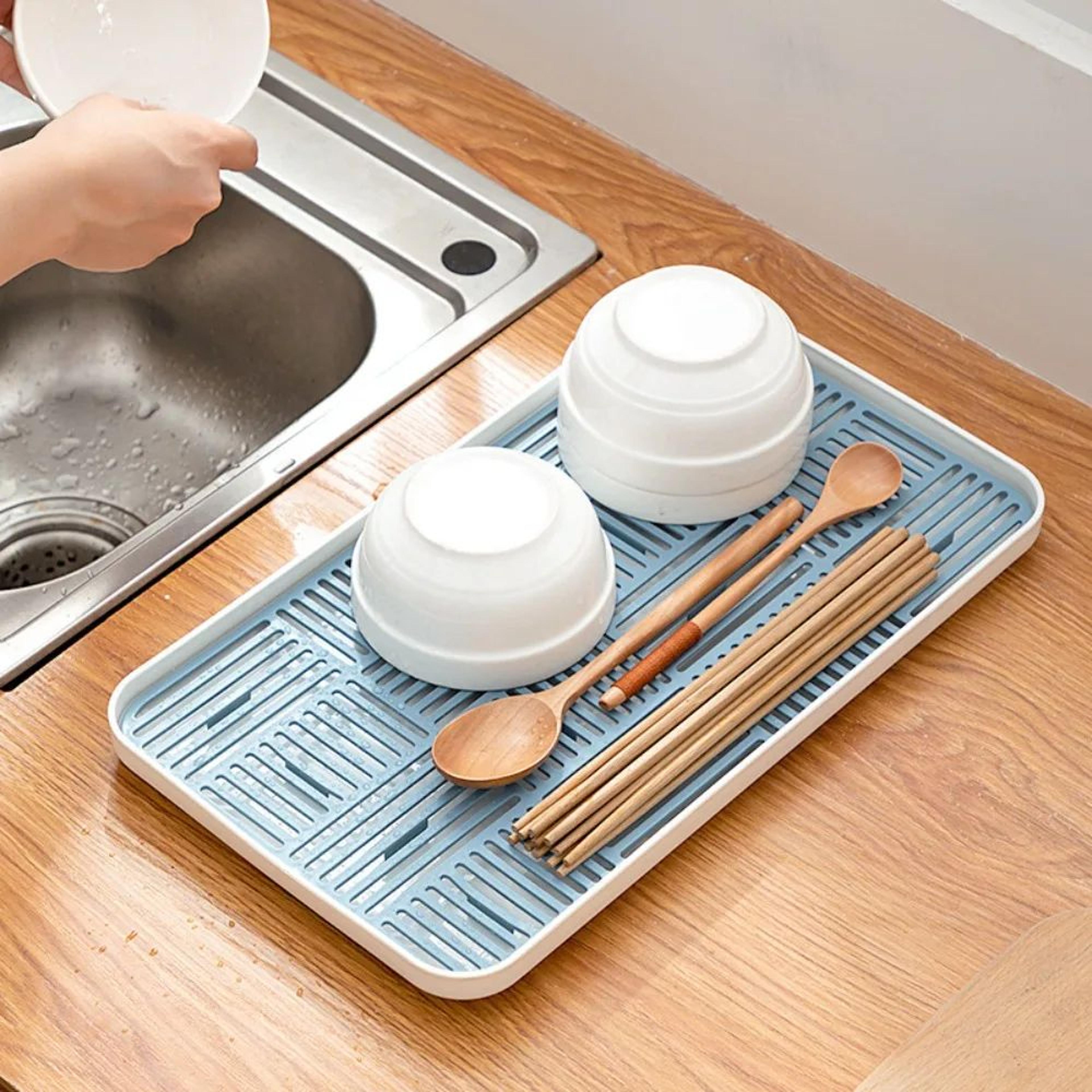 double-layer tableware drain tray – detachable pp dish drainer storage rack for kitchen counter