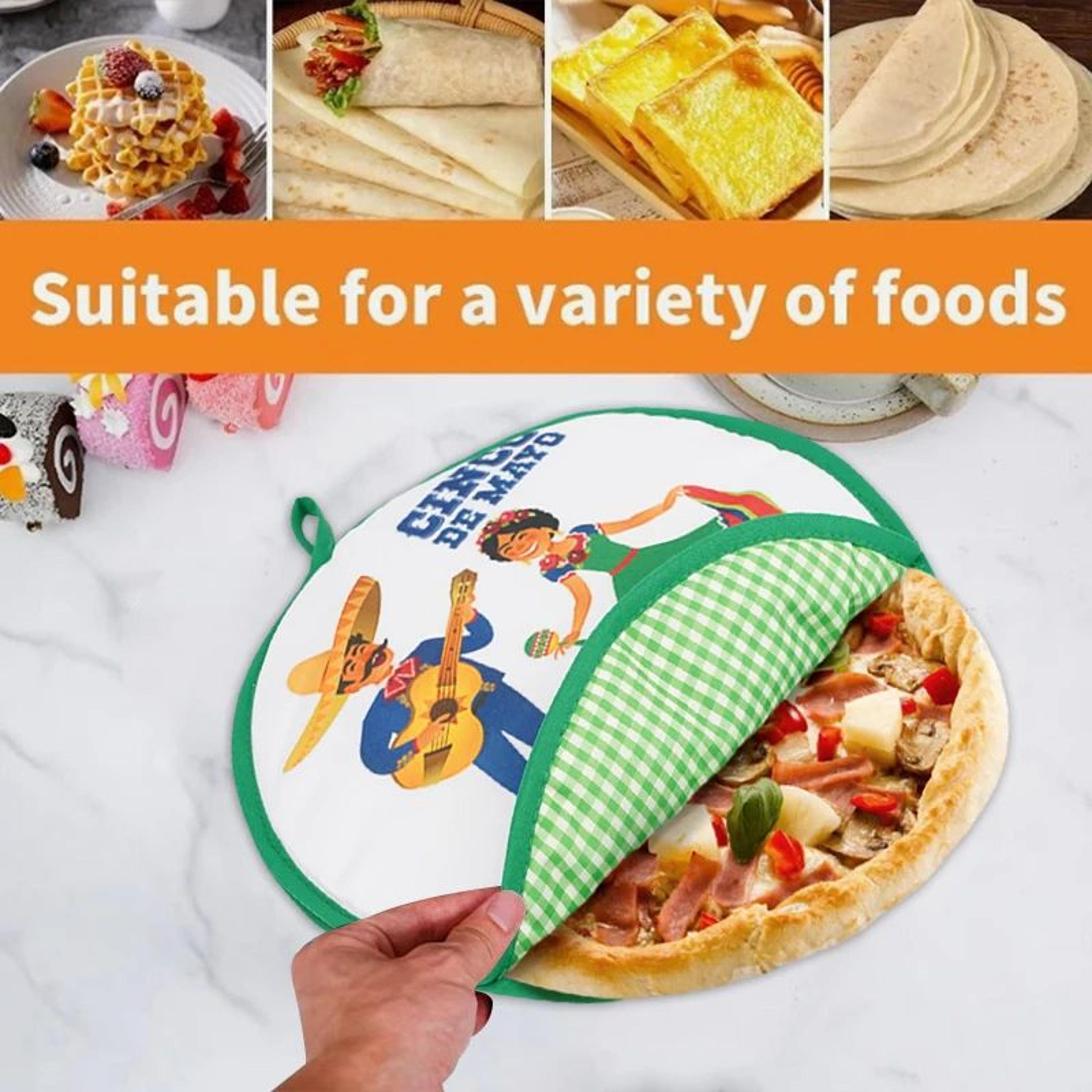 11.8 in round tortilla warmer bag – cotton pancake heating bag microwave heat insulation food storage cover