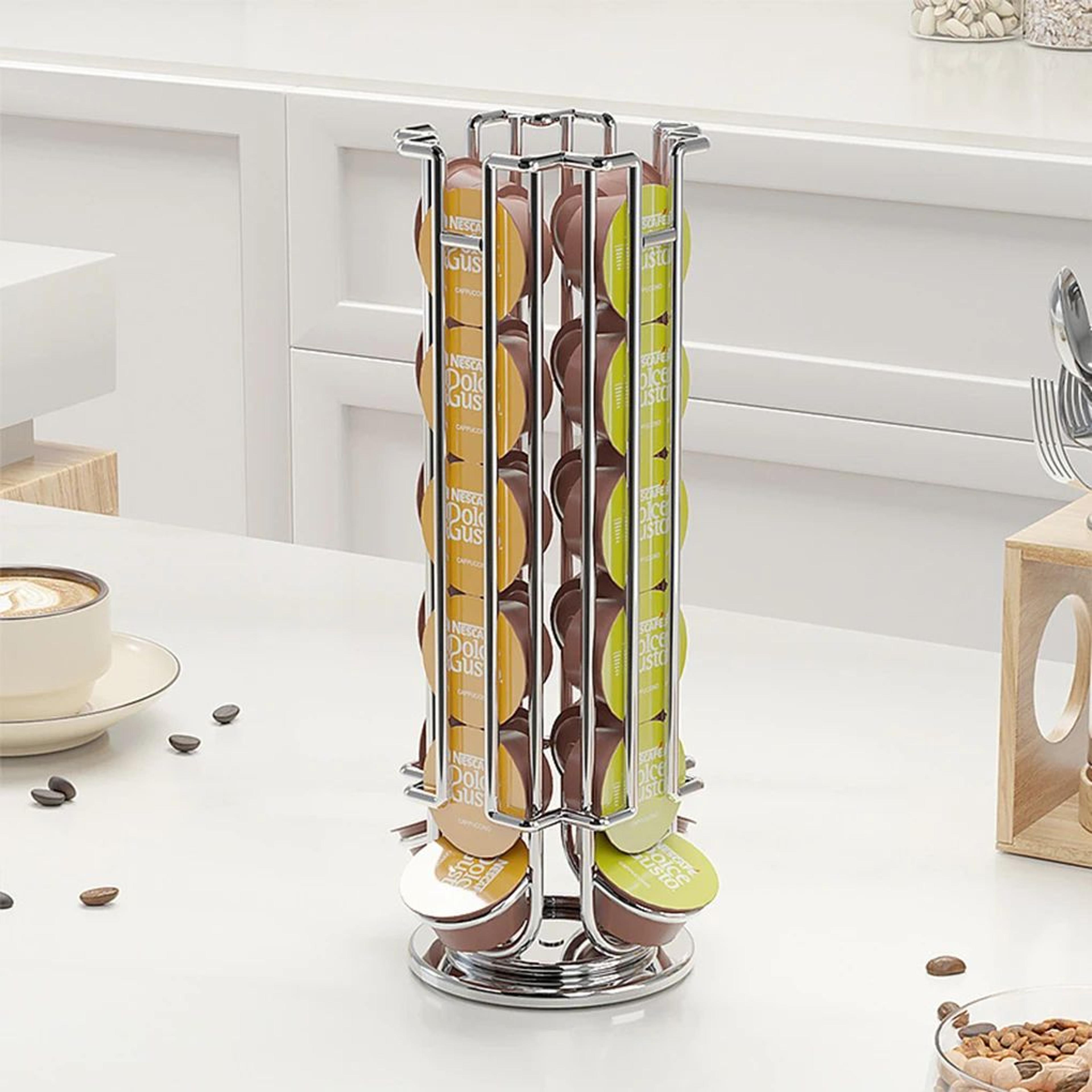 360° rotating dolce gusto pod holder – stainless steel coffee capsule storage rack stand for coffee capsules