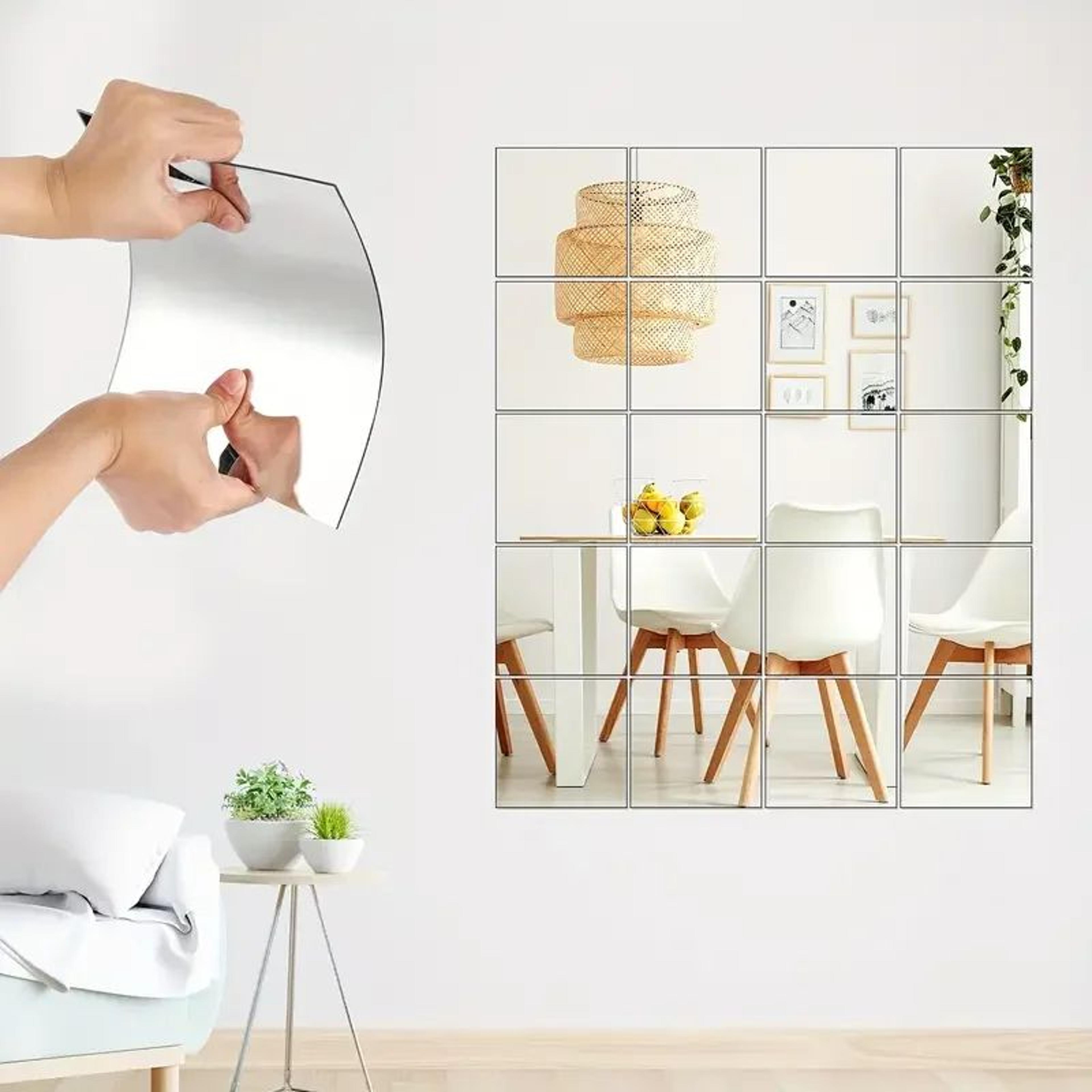 4 pcs self-adhesive acrylic mirror wall stickers – flexible non-glass decorative mirror tiles for home decor