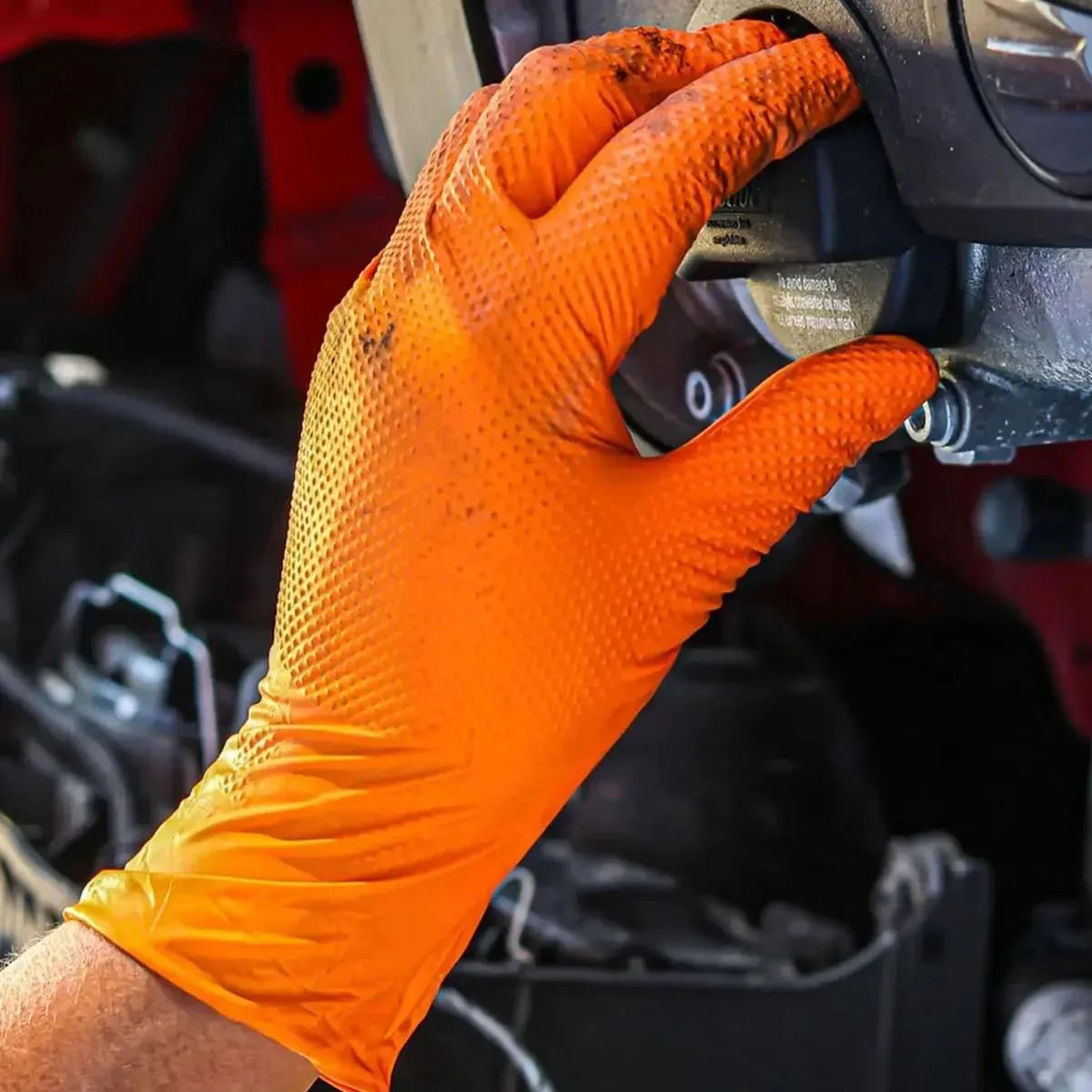 heavy-duty 8 mil nitrile disposable work gloves – extra thick textured grip mechanic, gardening & safety gloves