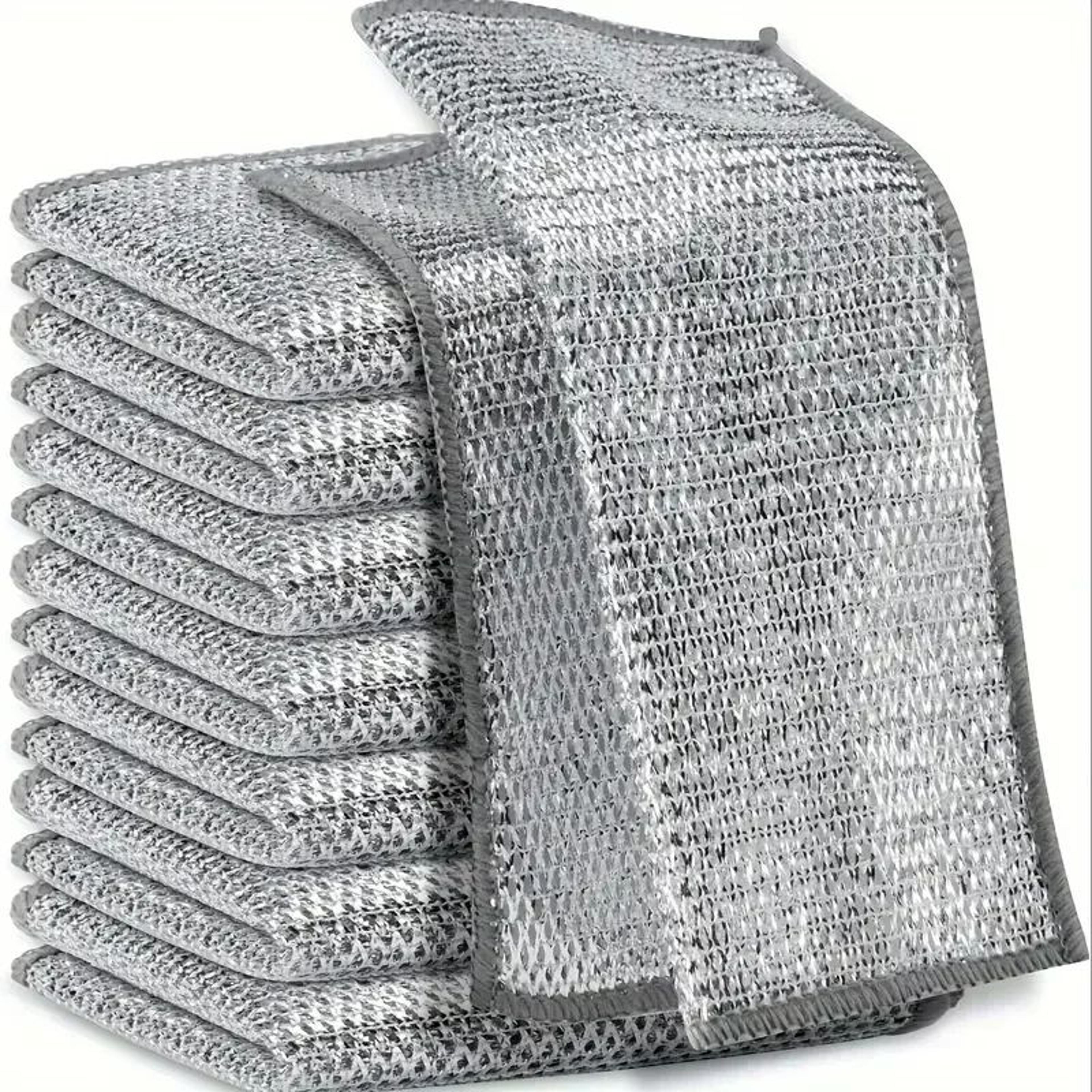 magic silver wire microfiber cleaning cloth – thickened kitchen dishcloth with built-in sponge for streak-free household