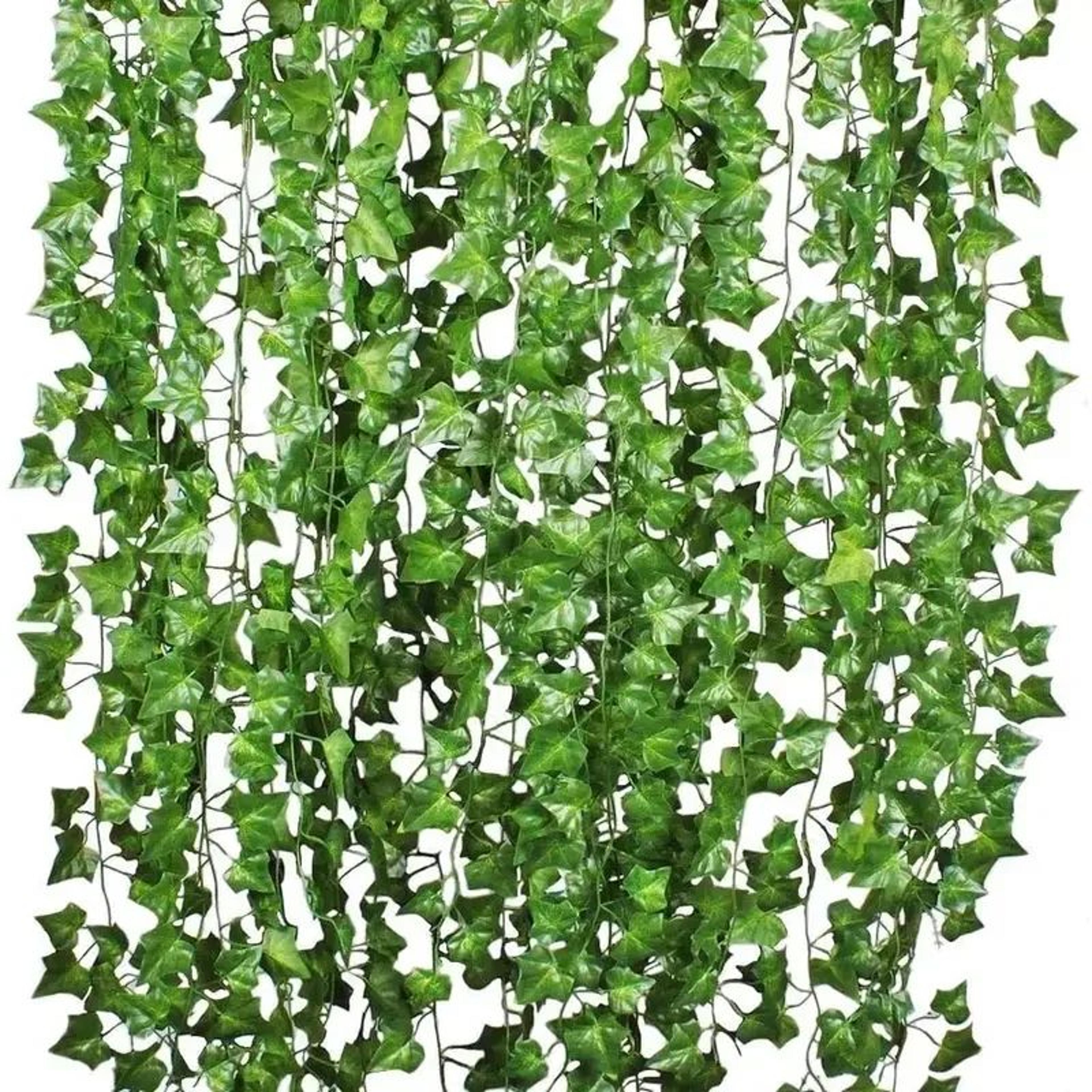 artificial green ivy leaf garland – realistic hanging vine rattan for home, garden, wedding & party decor diy fake plant