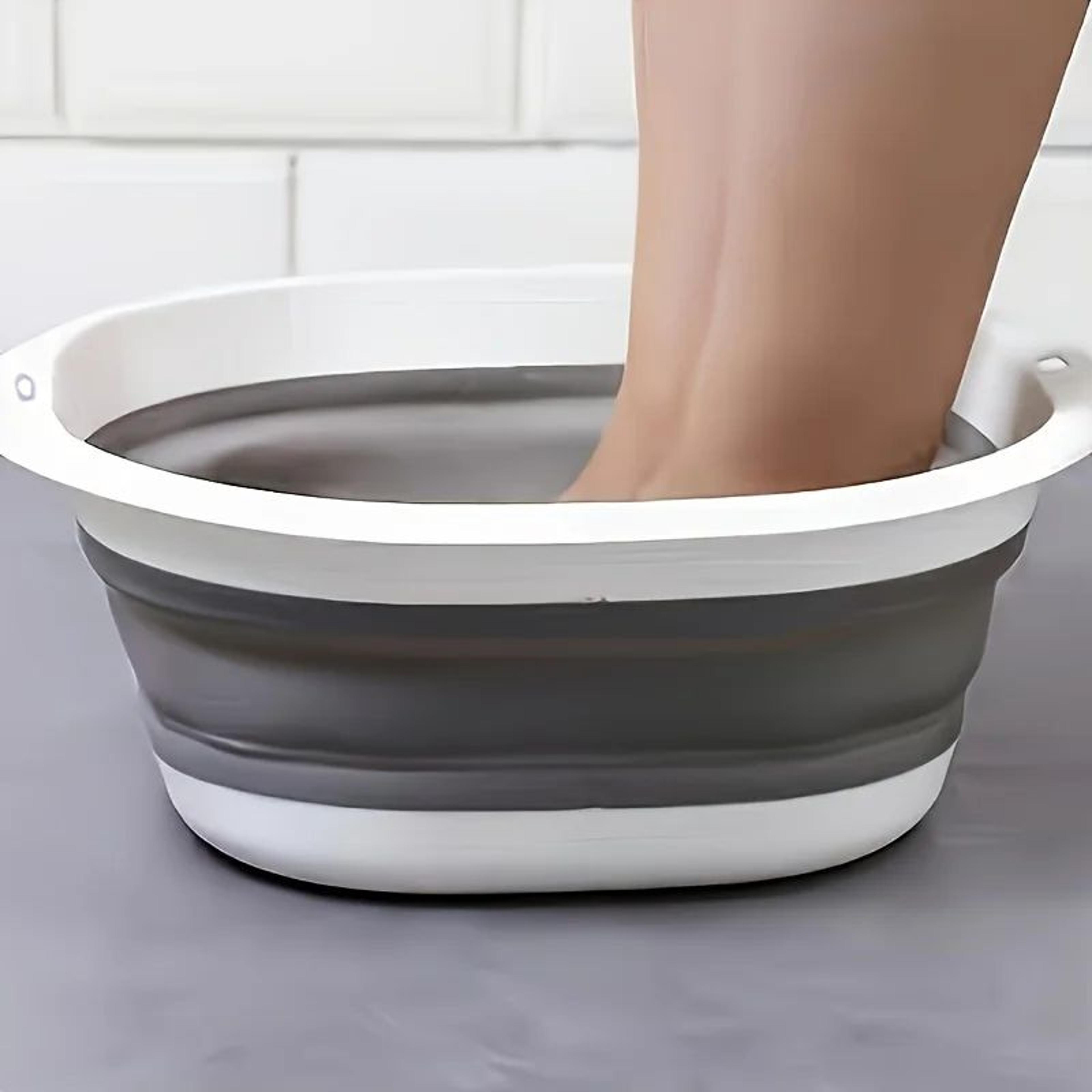 collapsible silicone foot bath basin – foldable portable wash bowl for pedicure, travel & home spa