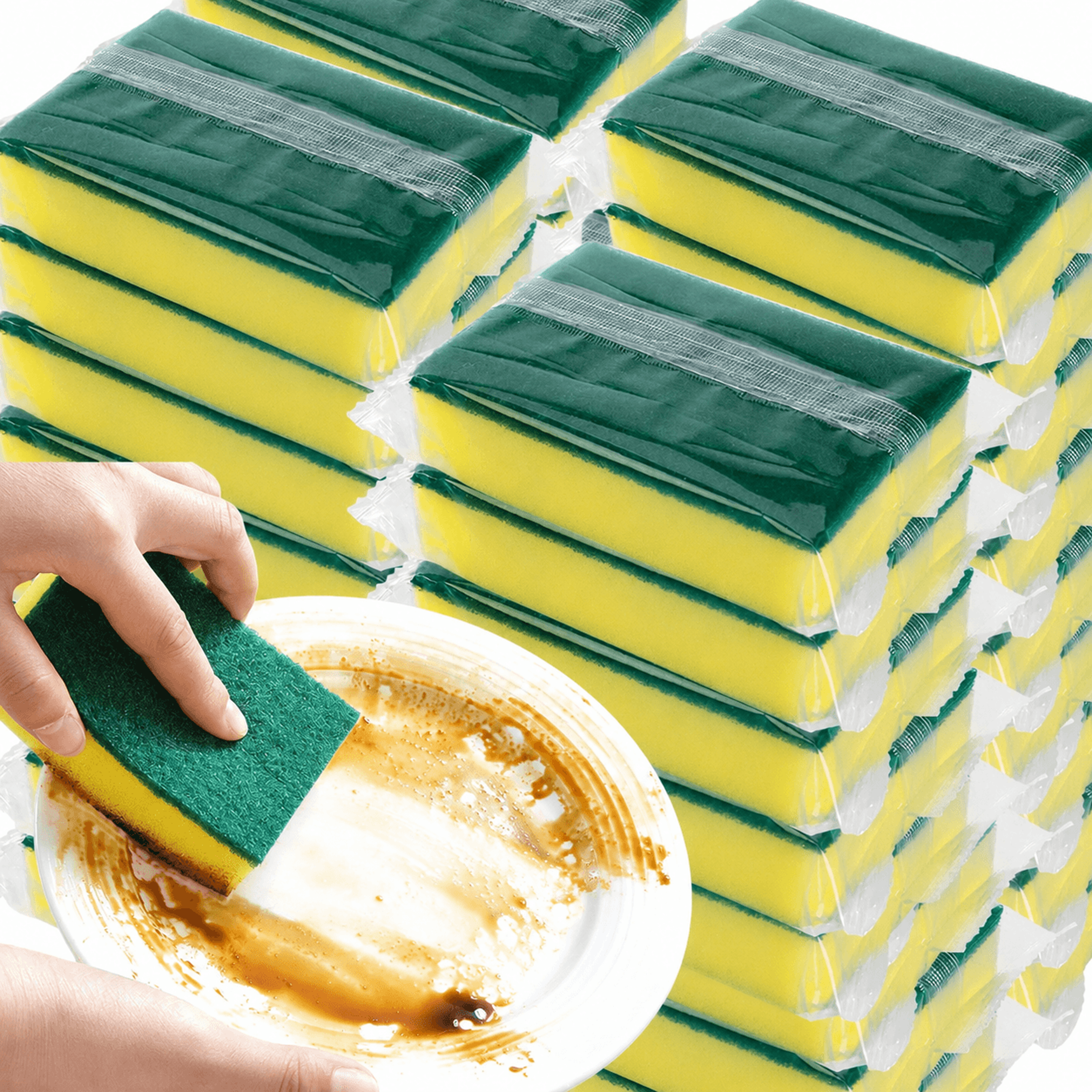 soft absorbent kitchen dishwashing sponge – non-scratch scouring pad for dishes, pots, pans & household cleaning