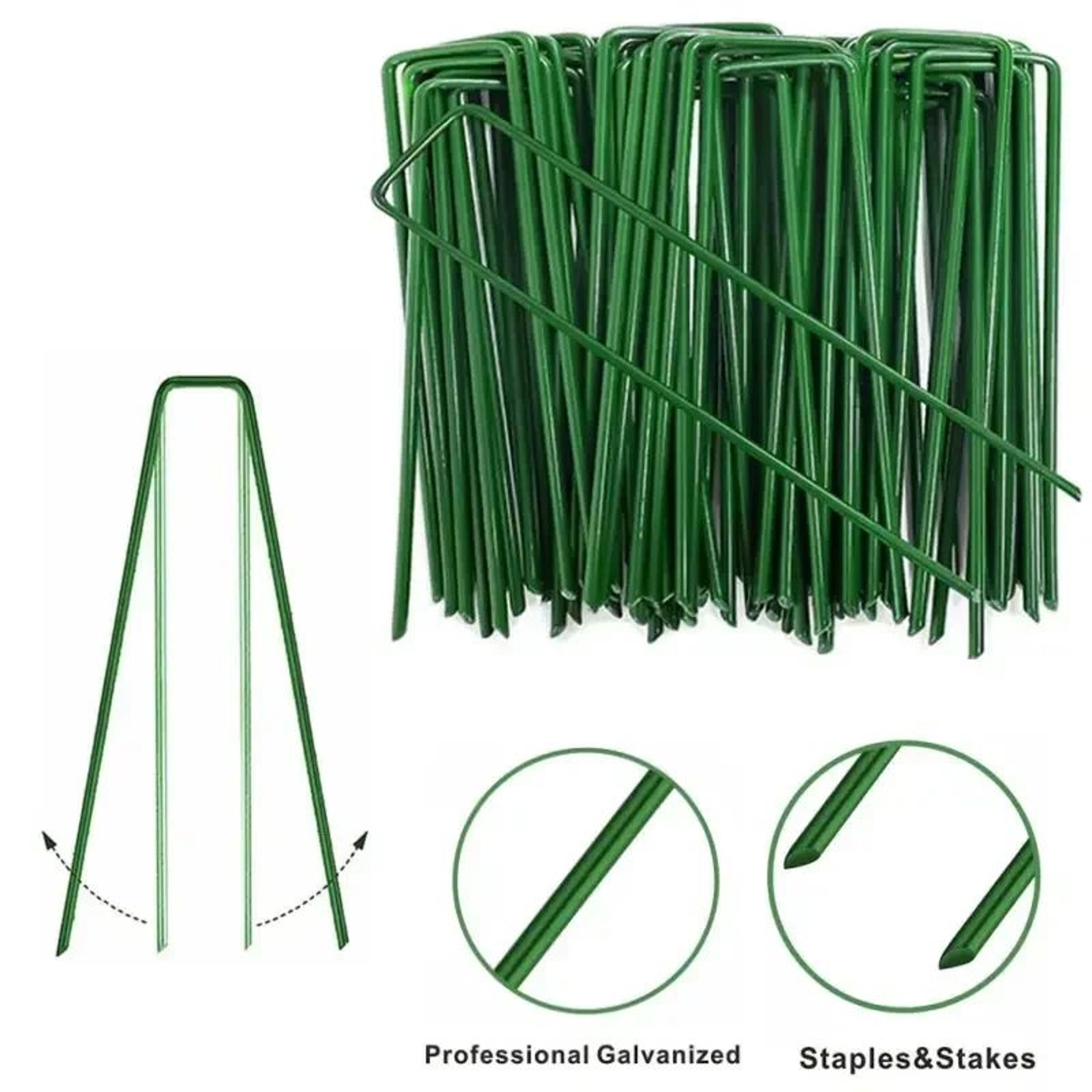 heavy-duty u-shaped landscape staples – zinc-coated garden stakes for weed barrier, landscape fabric & turf