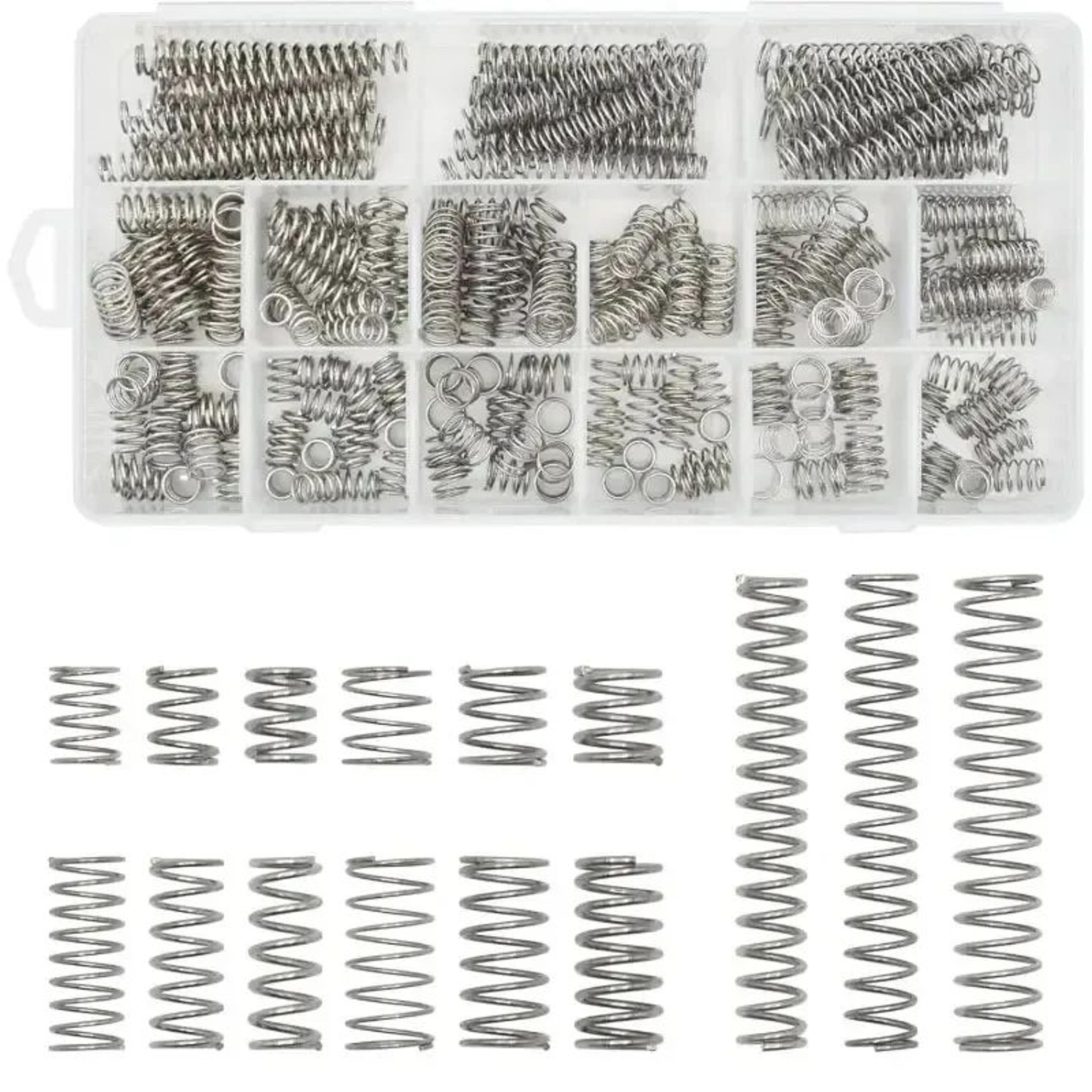 stainless steel spring assortment kit – compression & extension springs for diy repairs, mechanical hardware & maintenan