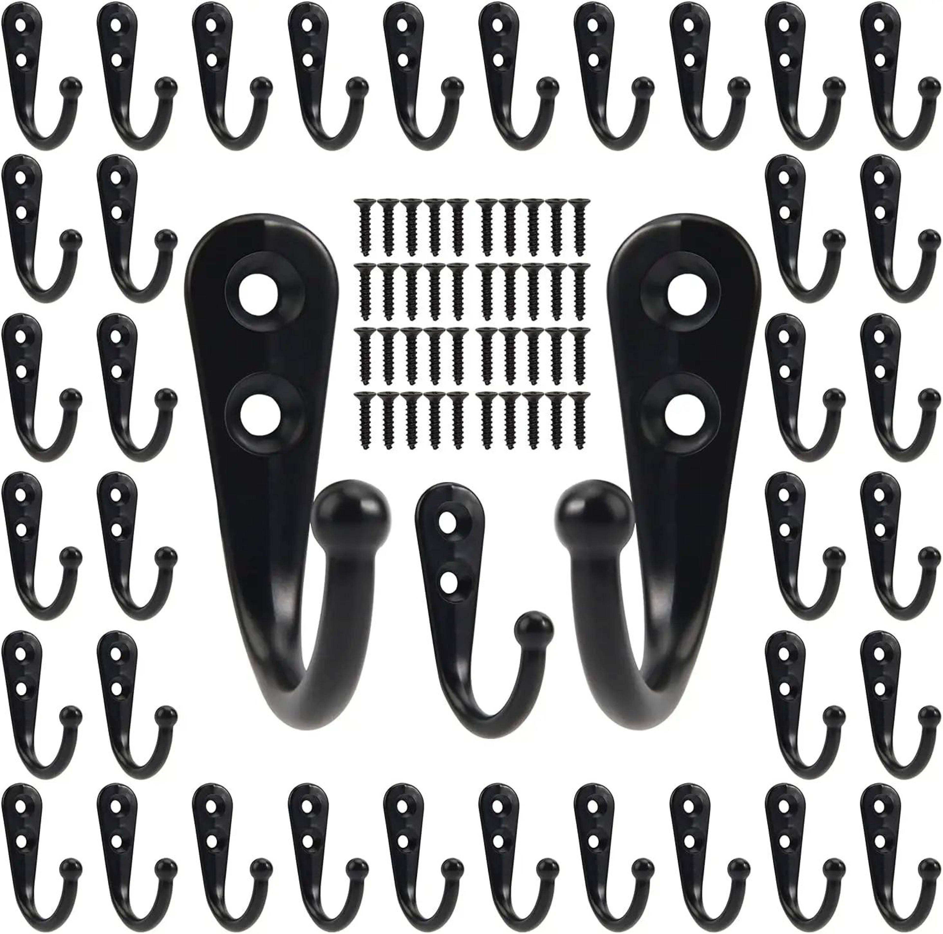 30-piece aluminum alloy wall hooks with screws – heavy-duty coat, towel, hat & bag hanging hooks for kitchen & bathroom