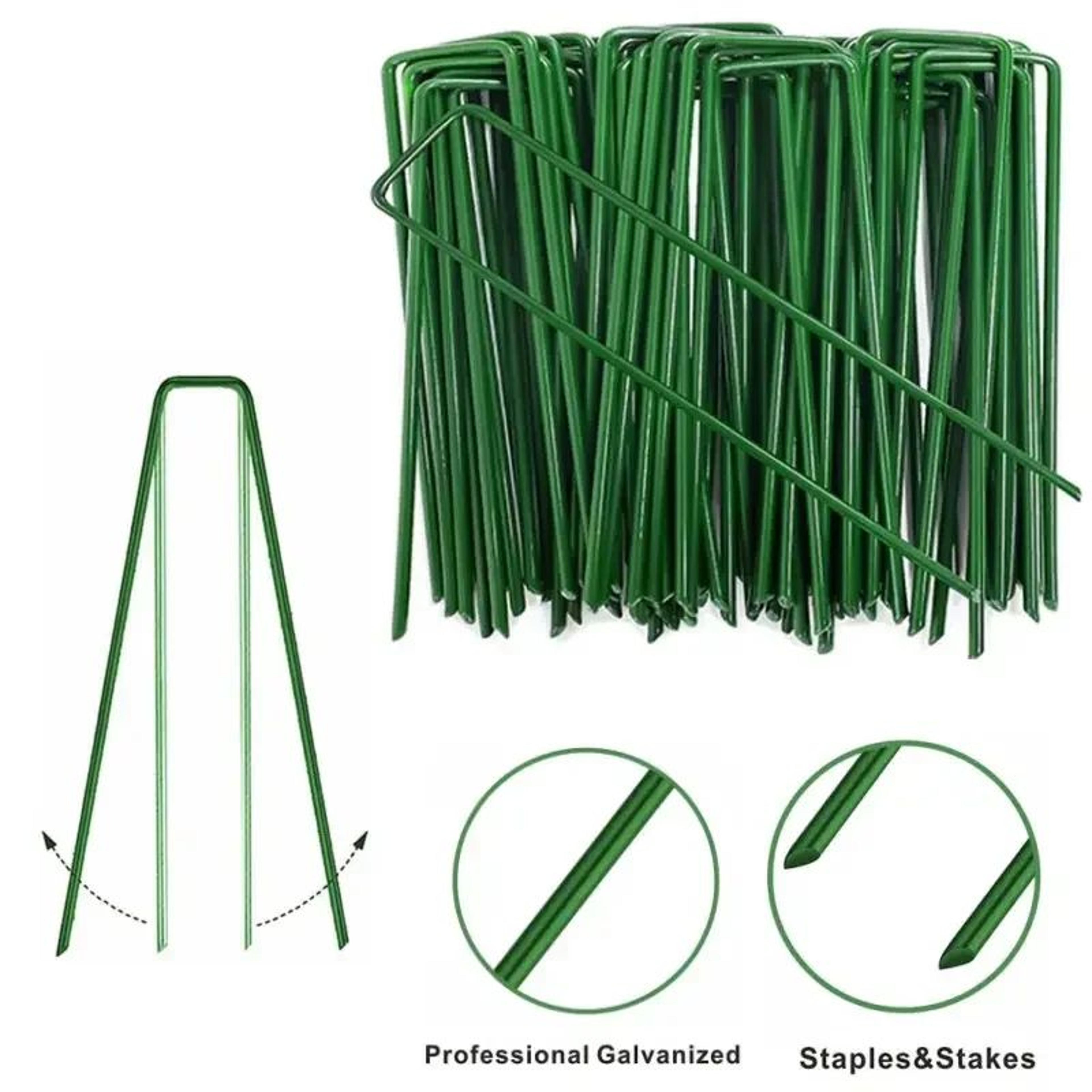 heavy-duty u-shaped garden staples – galvanized landscape stakes for weed barrier, sod, fencing & ground cover