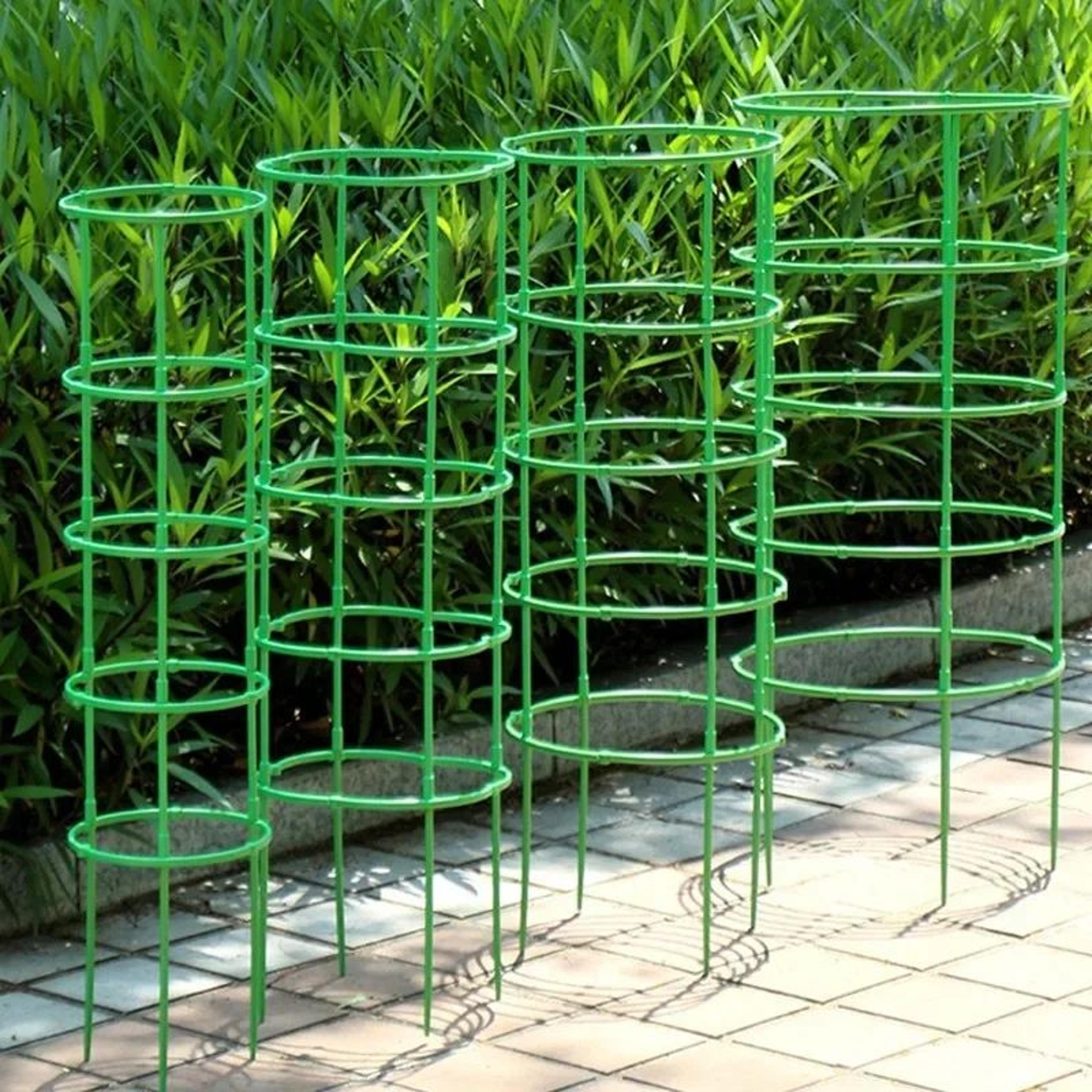 green plant support stakes & semi-circle climbing frame – garden vine support brackets for indoor & outdoor plants