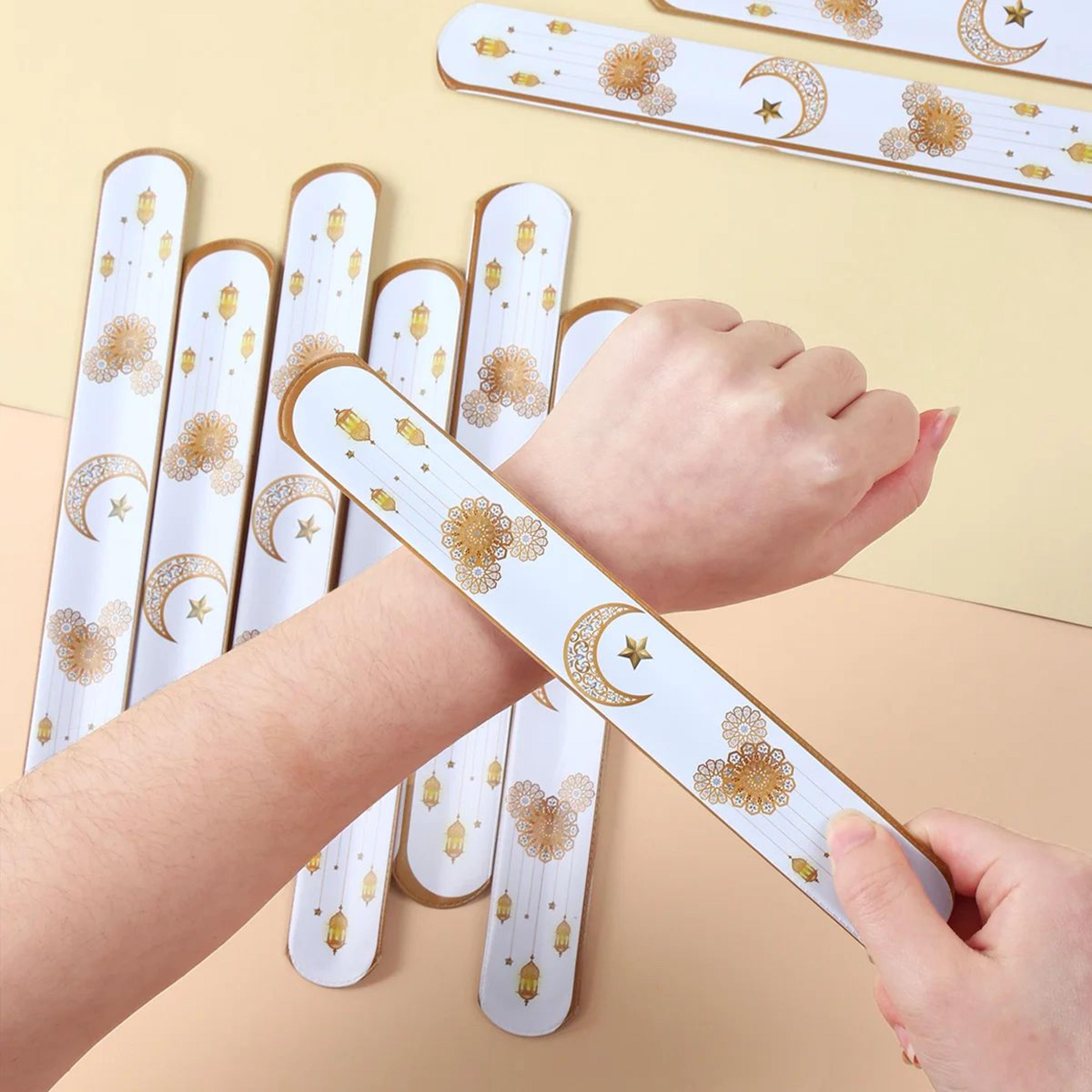 eid mubarak slap bracelets – ramadan kareem pvc wrist strap party favors & islamic eid gift accessories