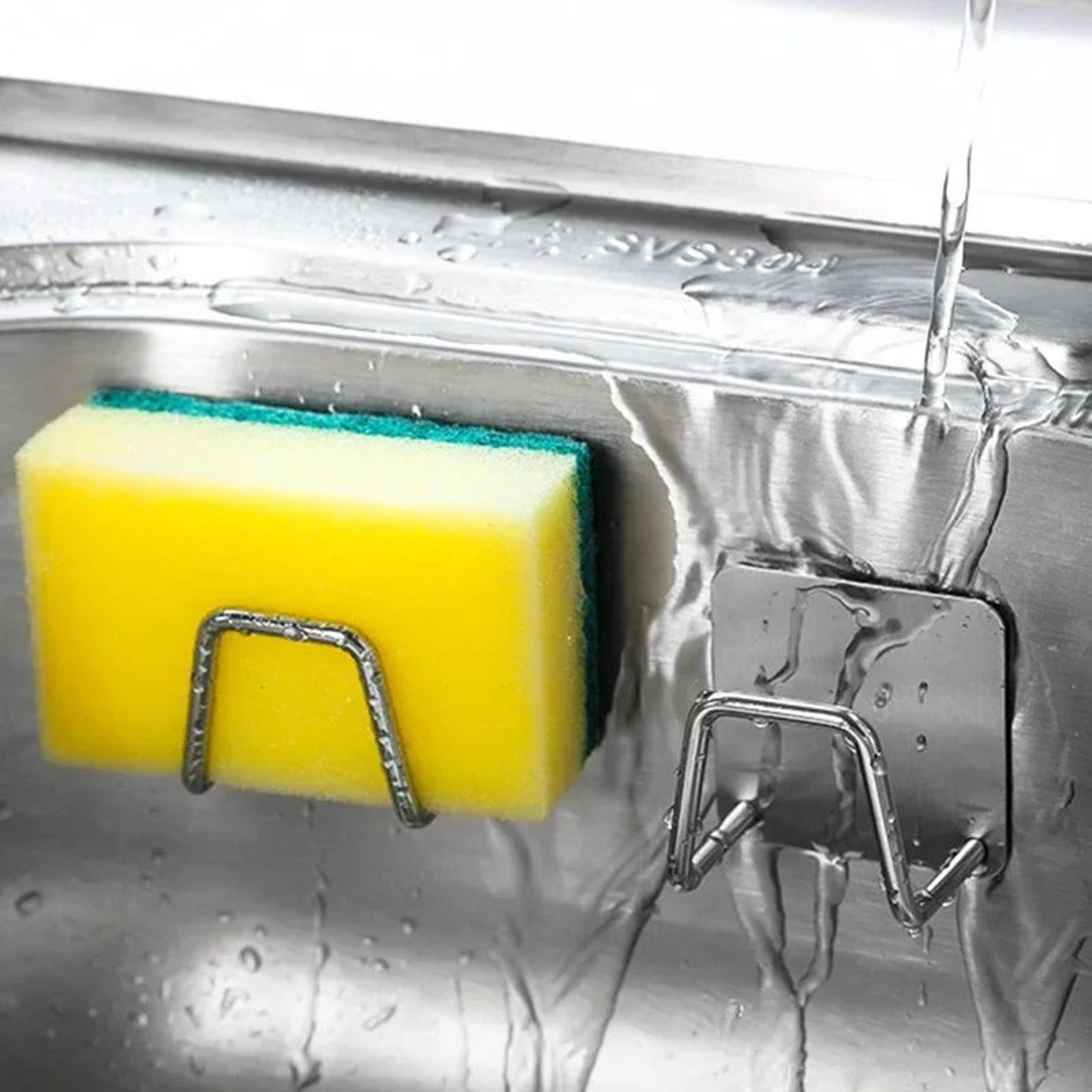 self-adhesive stainless steel sink sponge holder – rustproof kitchen drain rack & wall storage organizer hook
